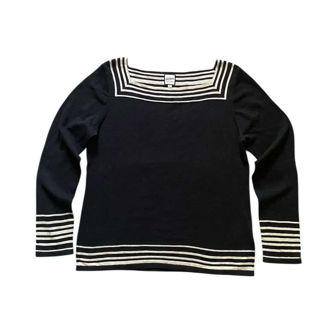 Jean Paul Gaultier Jean Paul Gaultier Marine Striped Square Neck Knit Size US M / EU 48-50 / 2 - 1 Thumbnail