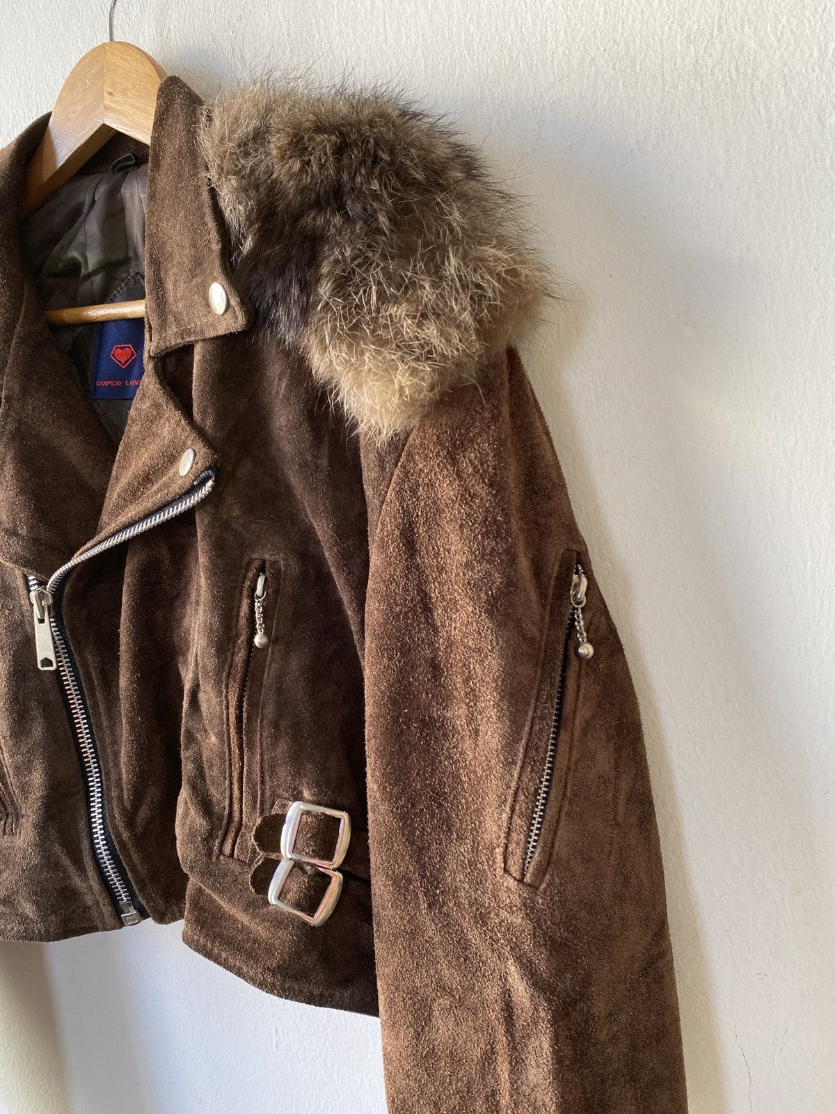 Le Grande Bleu (L.G.B.) × Seditionaries RARE!! Vintage Super Lovers Suede Leather Fur Cropped Jacket Size US M / EU 48-50 / 2 - 9 Thumbnail