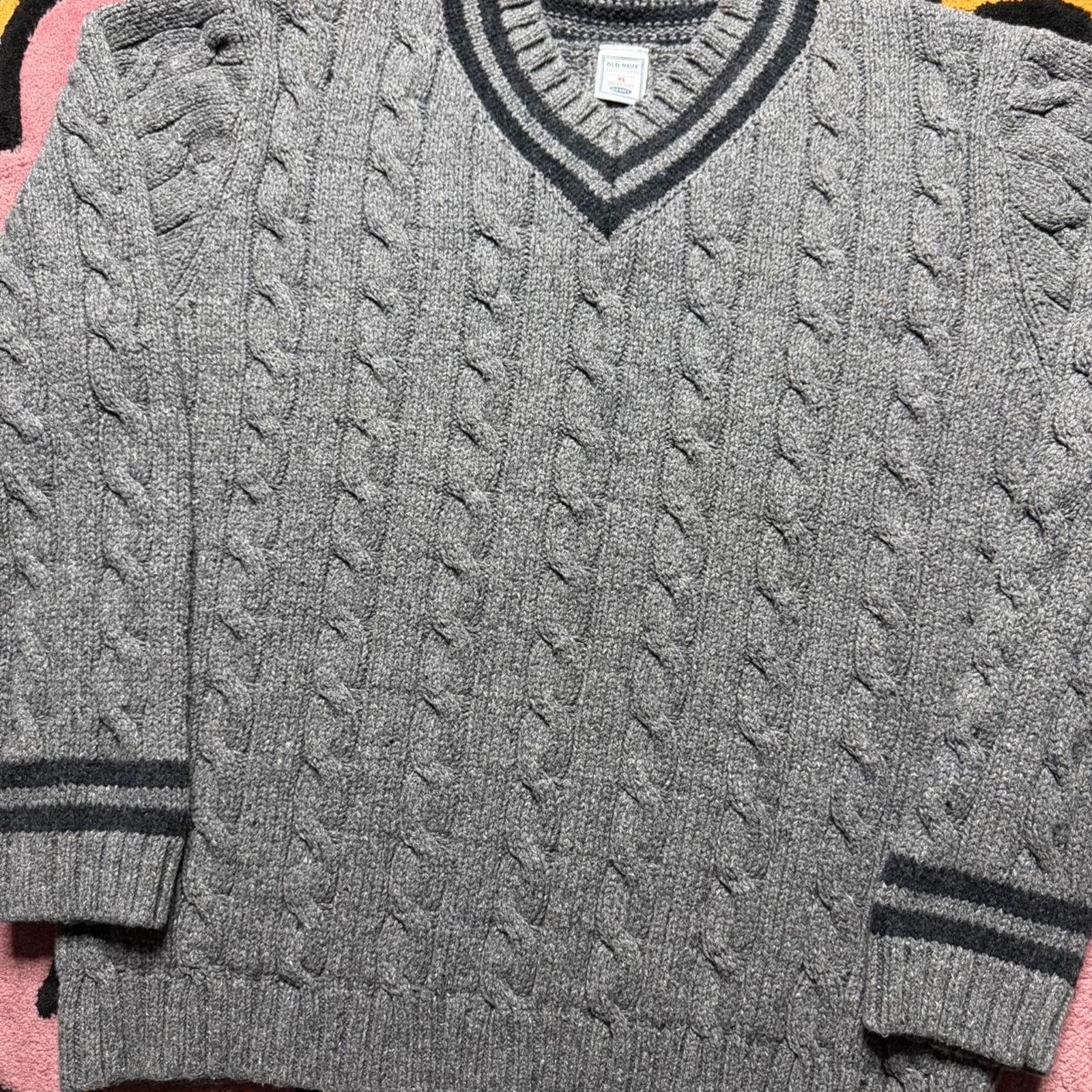 Old Navy × Vintage Vintage Y2K Old Navy V-neck Knit Sweater Size XL Grey Size US XL / EU 56 / 4 - 2 Thumbnail