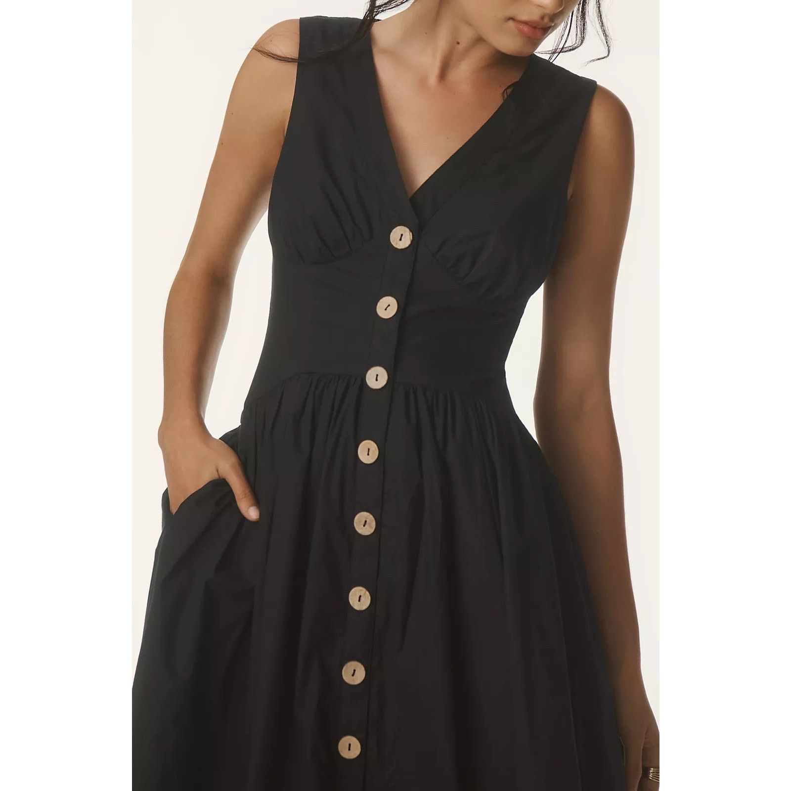 Anthropologie NWT Hutch Indy Midi Dress $297 SIZE 4 (6/8) Black A-line Size S / US 4 / IT 40 - 2 Thumbnail