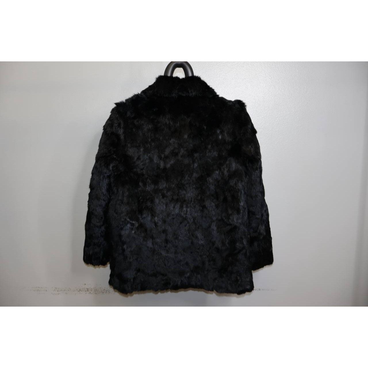 Vintage Vintage Sergio Valente Rabbit Fur Coat Black Overcoat Size L / US 10 / IT 46 - 2 Thumbnail