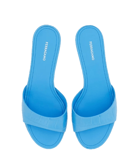 Salvatore Ferragamo o1s1rm0924 Cage Heel Slide in Azure Size US 5.5 / IT 35.5 - 3 Thumbnail