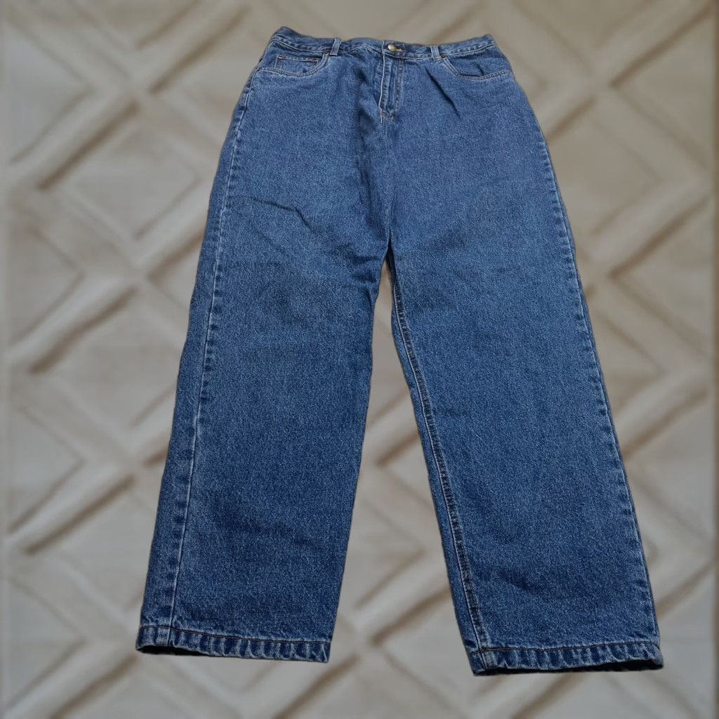 Vintage Burry Lane Jeans Womens 14 Blue Denim Dark Wash Straight Mom High Rise 33x30 Size 36" / US 14 / IT 50 - 1 Thumbnail