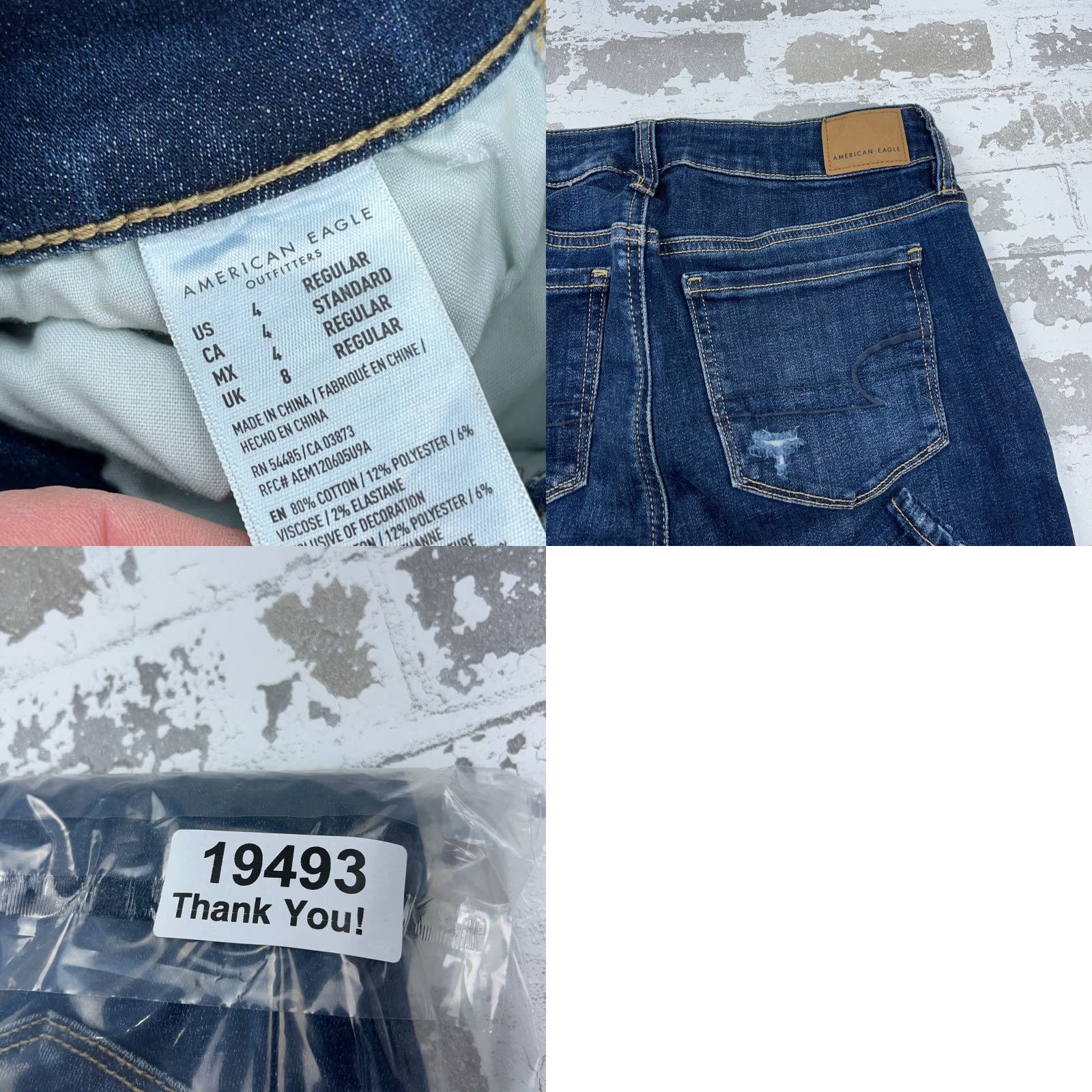 American Eagle Outfitters American Eagle Outfitters Jeans Jegging Women's size 4 Dark Wash Distressed Pockets 5-Pocket Stretch Mid Rise Blue Jeans A93 Size 27" / US 4 / IT 40 - 10 Thumbnail
