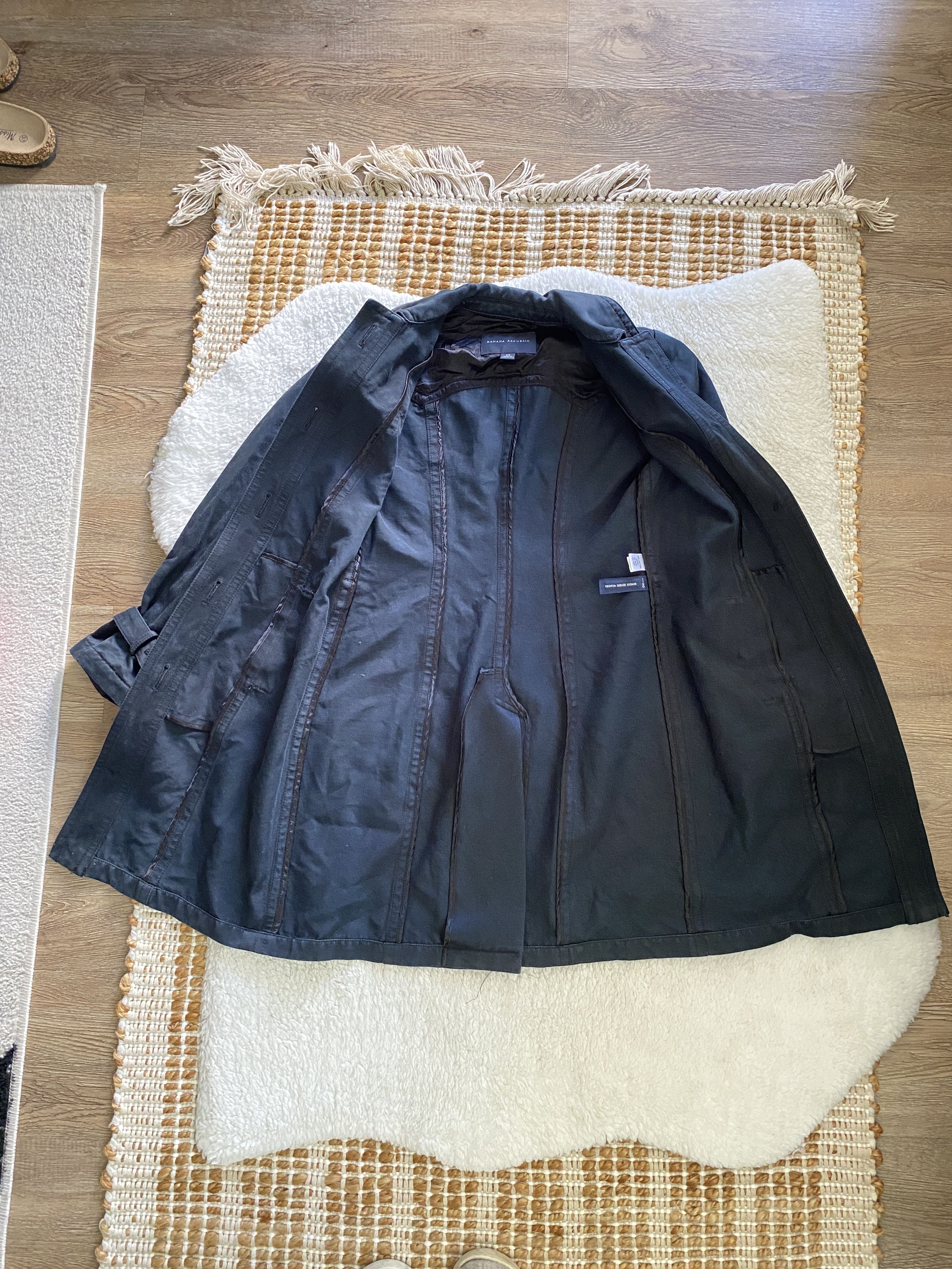 Banana Republic Banana Republic Black/Dark Navy Cotton Trench Coat – Size XS Size XS / US 0-2 / IT 36-38 - 9 Thumbnail