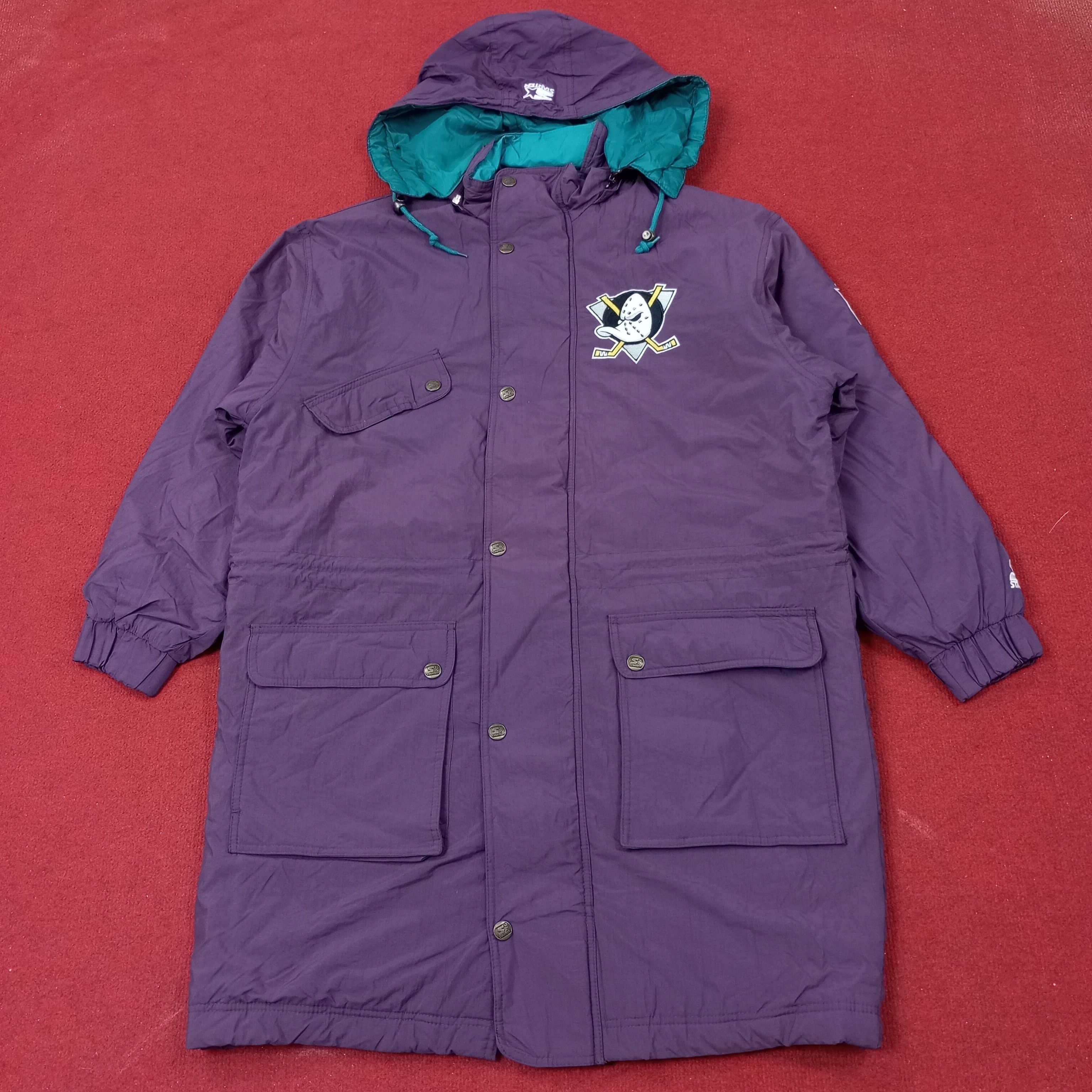 NHL Mighty Ducks Ice Hockey Team Starter Jacket c245n19 Size US XL / EU 56 / 4 - 1 Thumbnail