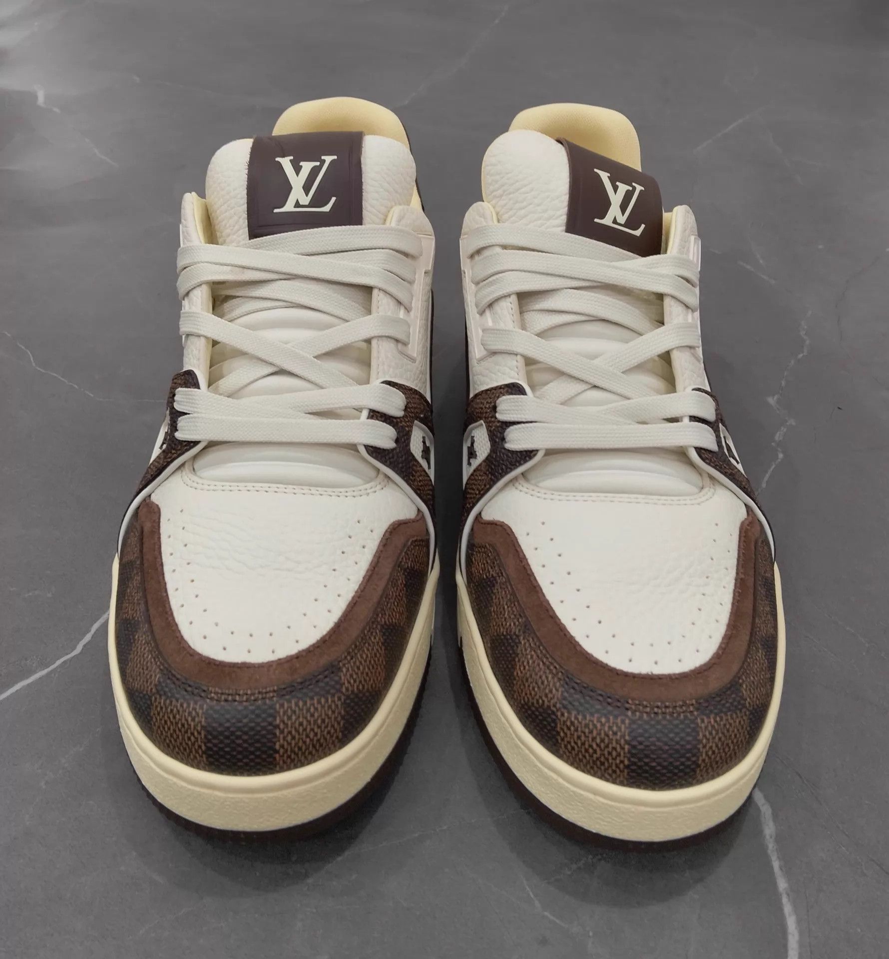 Louis Vuitton LV Trainer Damier White Brown Black 42.5 Size US 9.5 / EU 42-43 - 4 Thumbnail