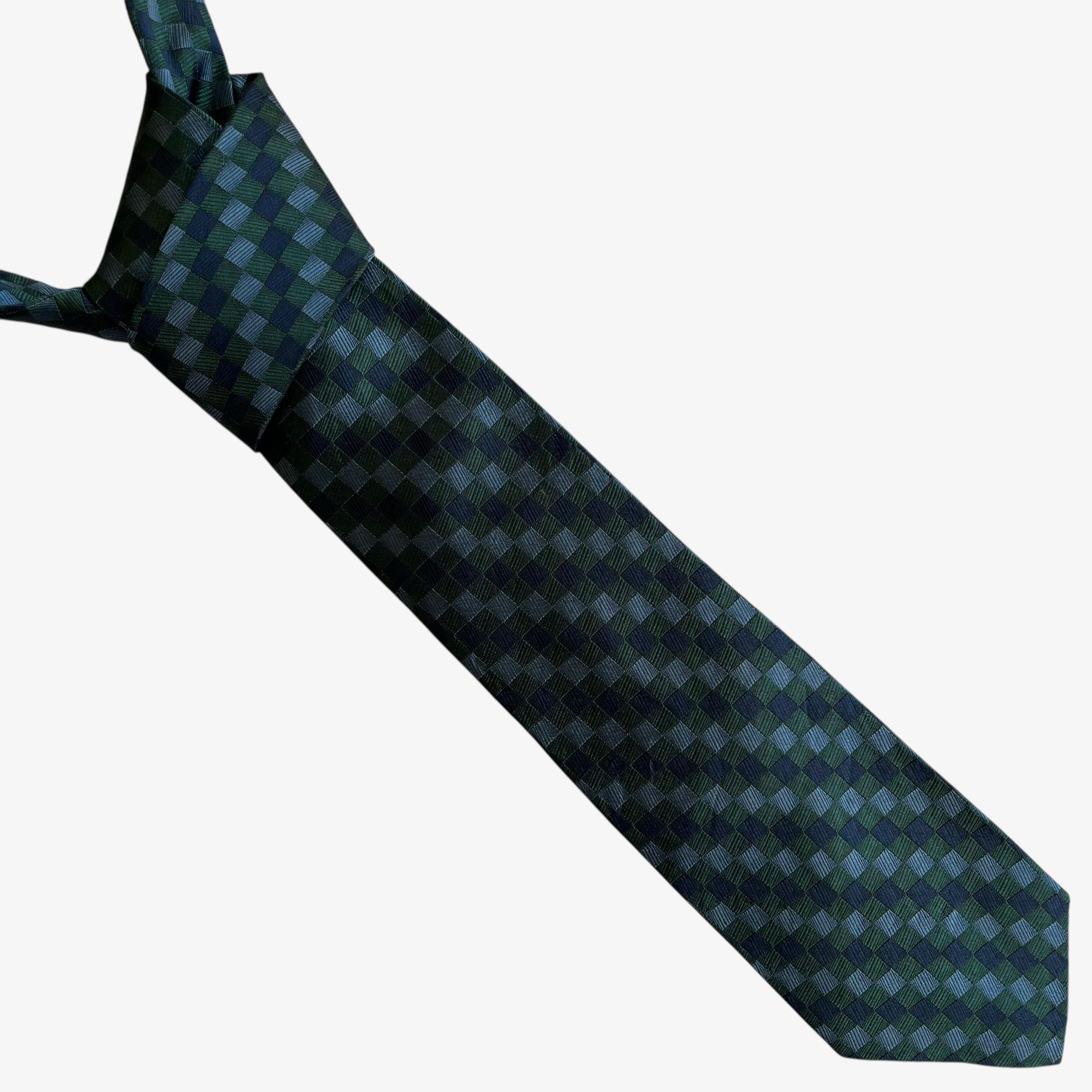 Dior Vintage 90s Christian Dior Monsieur Checkered Woven Silk Tie Size ONE SIZE - 1 Thumbnail