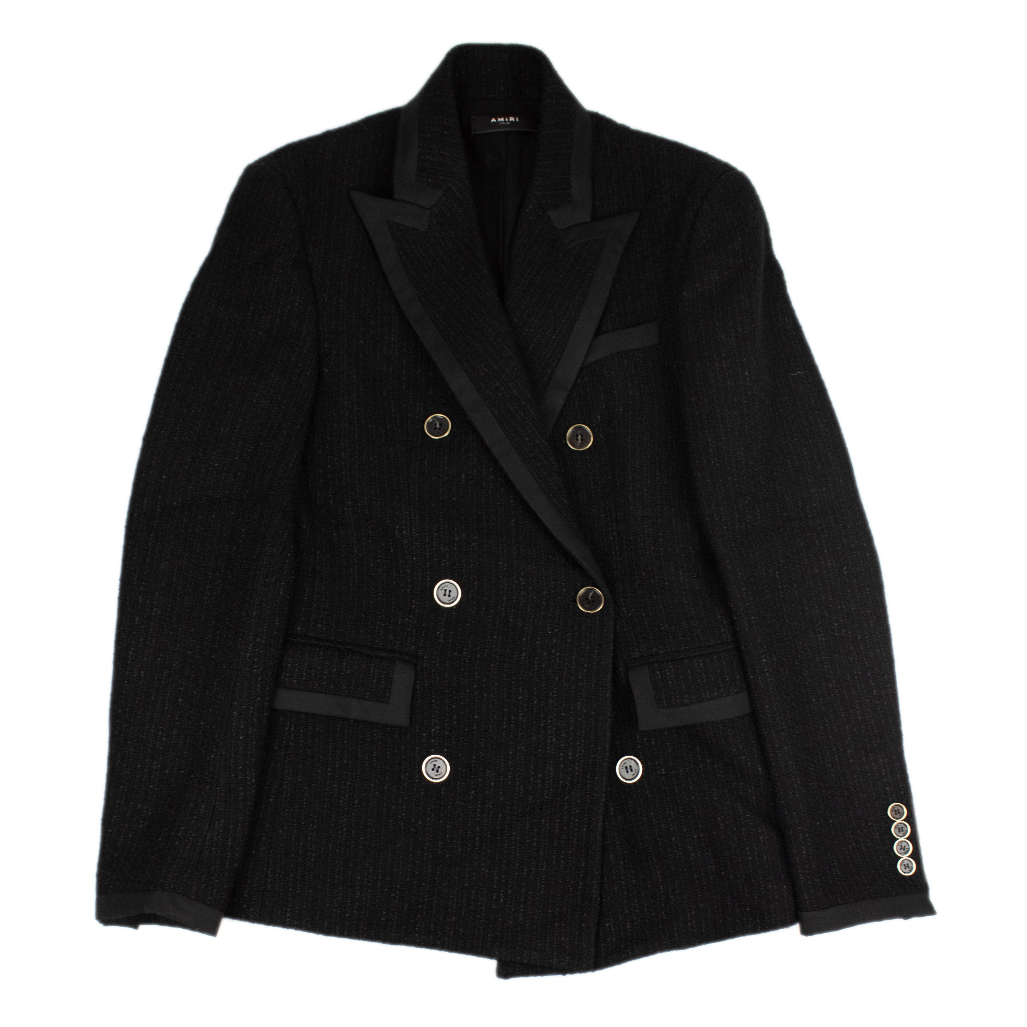image of Amiri Black Boucle Double Breasted Coat Size 46, Women's