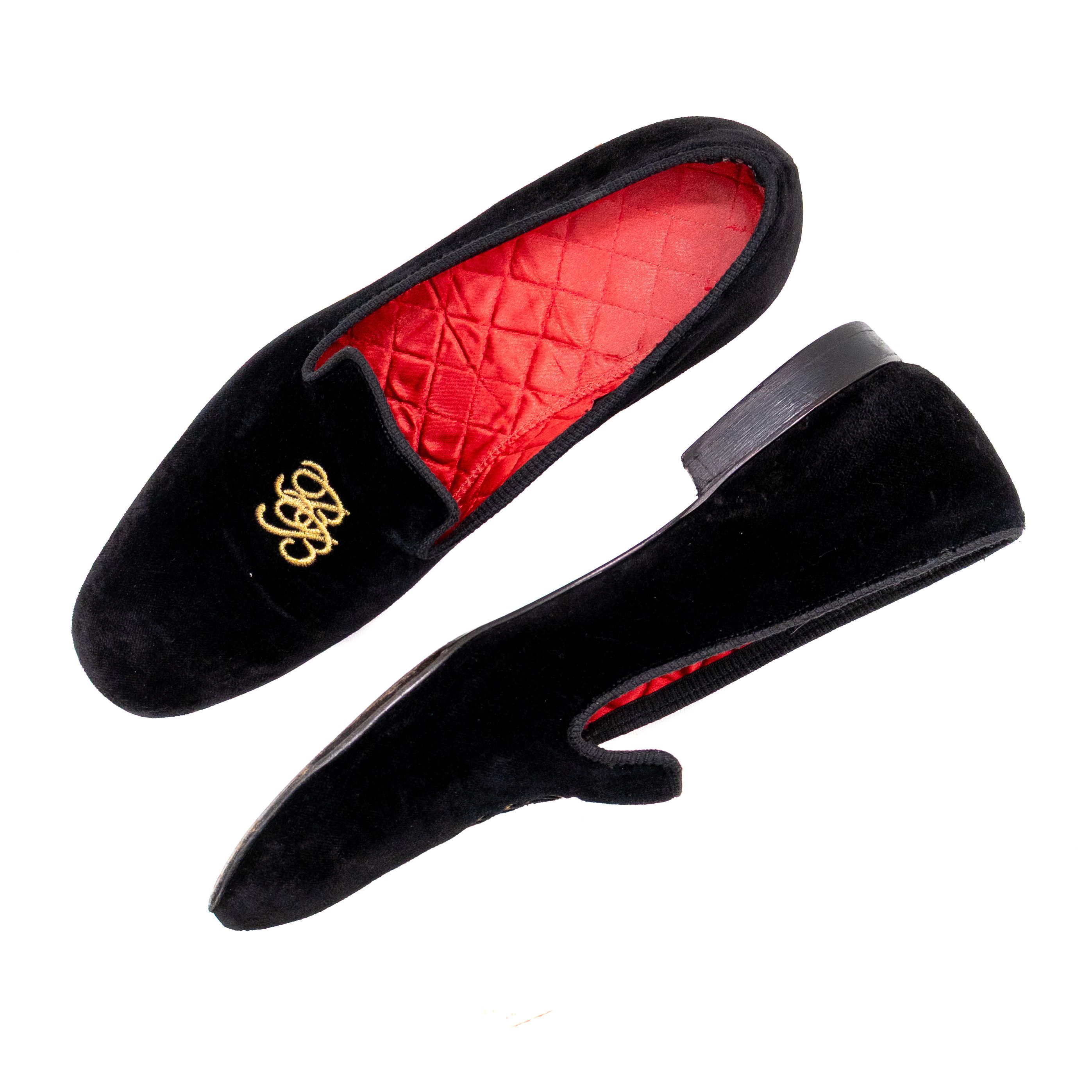 Peal And Co Brooks Brothers x Peal & Co. Black Velvet Smoking Slippers Size US 10.5 / EU 43-44 - 6 Thumbnail