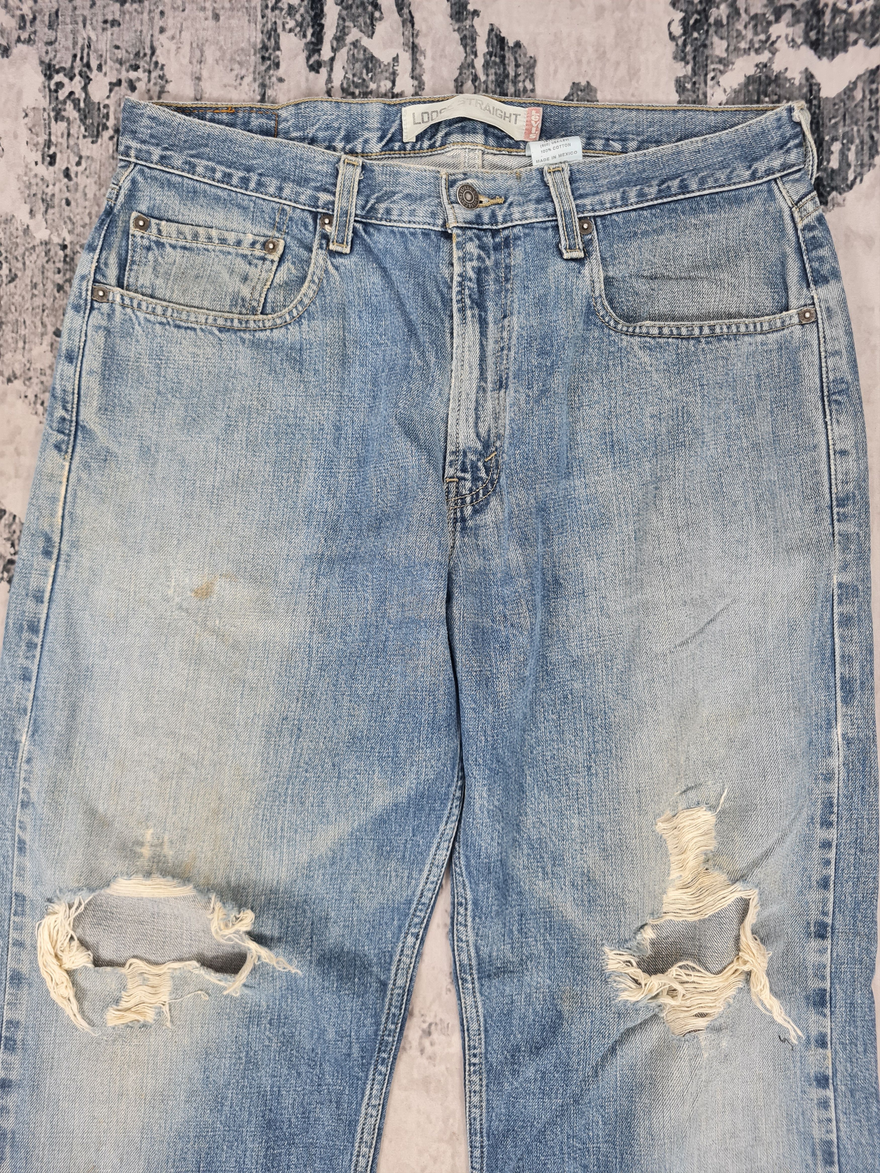 Levi's Vintage Clothing Vtg LEVIS 569 Distressed Ripeed Faded Jeans L0371 Size 35X31 Size US 35 - 4 Thumbnail