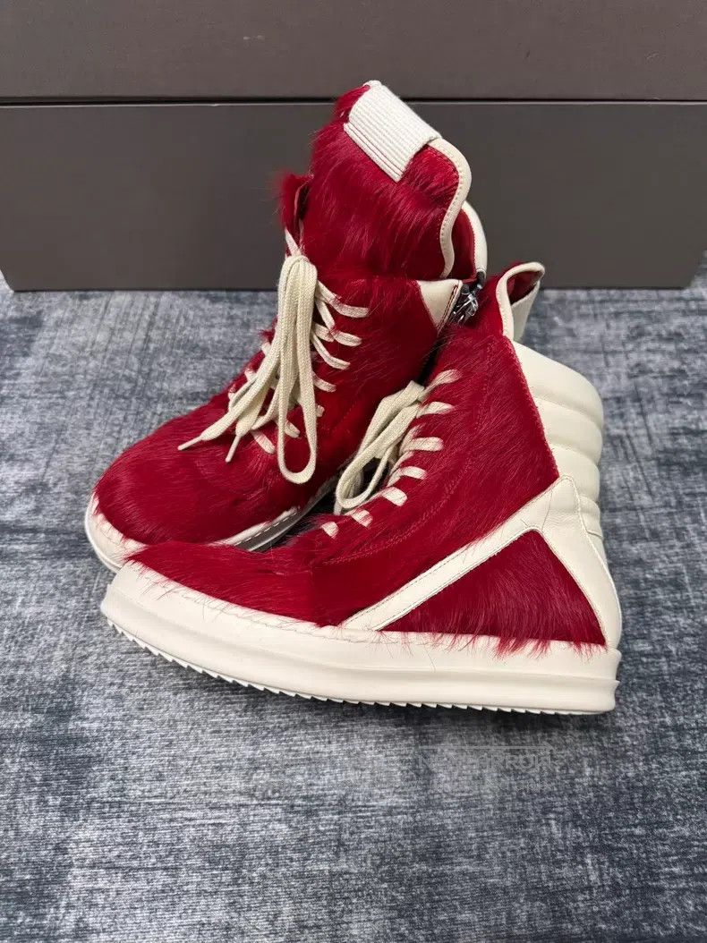 Rick Owens Rick Owens Main line red horsehair inverted triangle shoes Size US 5 / EU 37 - 1 Thumbnail