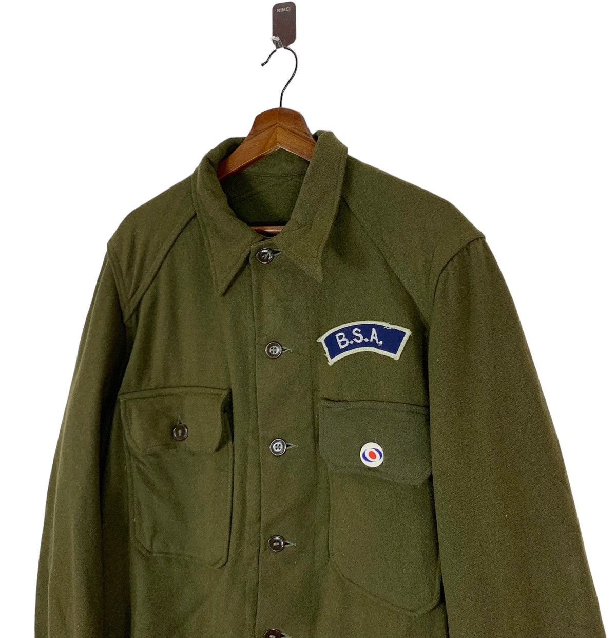 Vintage VINTAGE BSA MOTORCYCLE GREEN OLIVE WOOL BUTTON SHIRT Size US M / EU 48-50 / 2 - 3 Thumbnail
