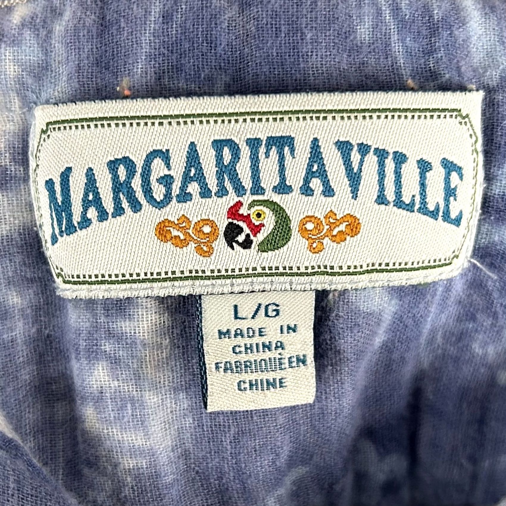 ALOHAS Margaritaville Button-Up Hawaiian Aloha Shirt Blue Floral Guitars 100% Cotton L Mens Regular Short Sleeve Shirt Size US L / EU 52-54 / 3 - 3 Thumbnail