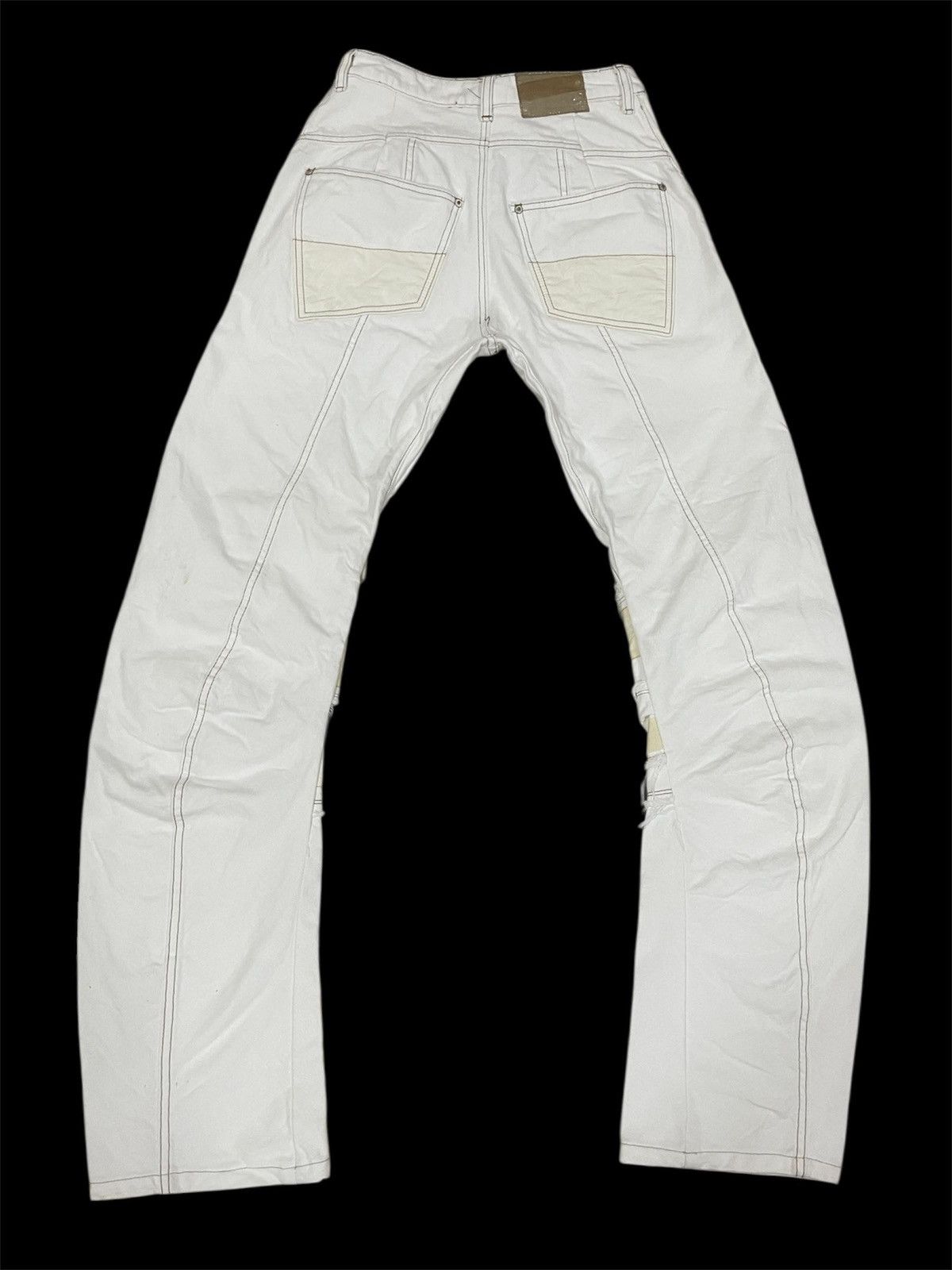 POST ARCHIVE FACTION (PAF) CARNET ARCHIVE - HUMAN-SHELL DESTROYED TROUSERS WHITE Size US 27 - 6 Thumbnail