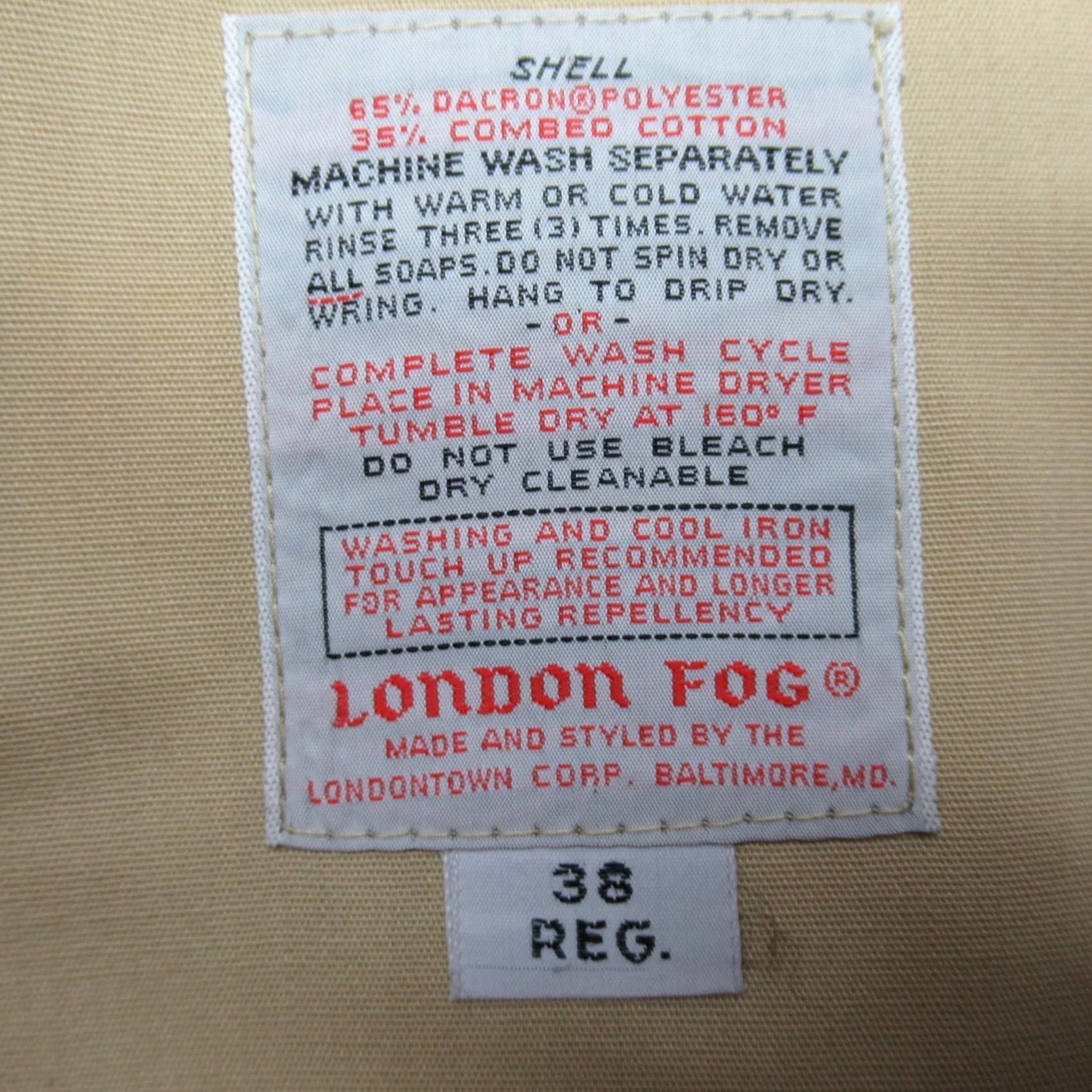 London Fog VINTAGE London Fog Jacket Mens 38R Tan Pockets Collared Adjustable Waist Tab Full Zip Size US XXS / EU 40 - 5 Thumbnail