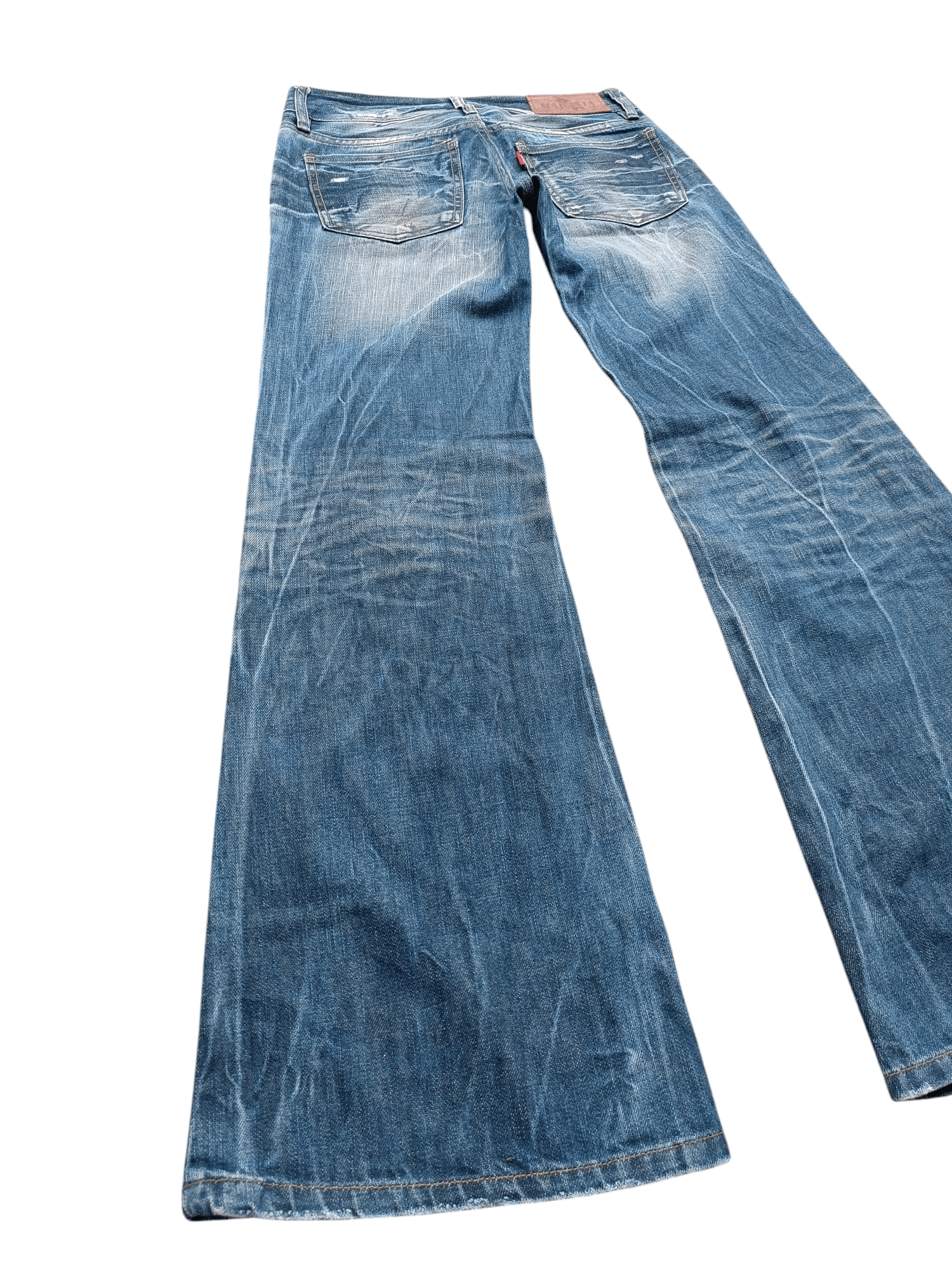Japanese Brand × Vintage Super Flare Jeans Maraxia Whiskers Low Rise Boot Cut Size US 29 - 4 Thumbnail