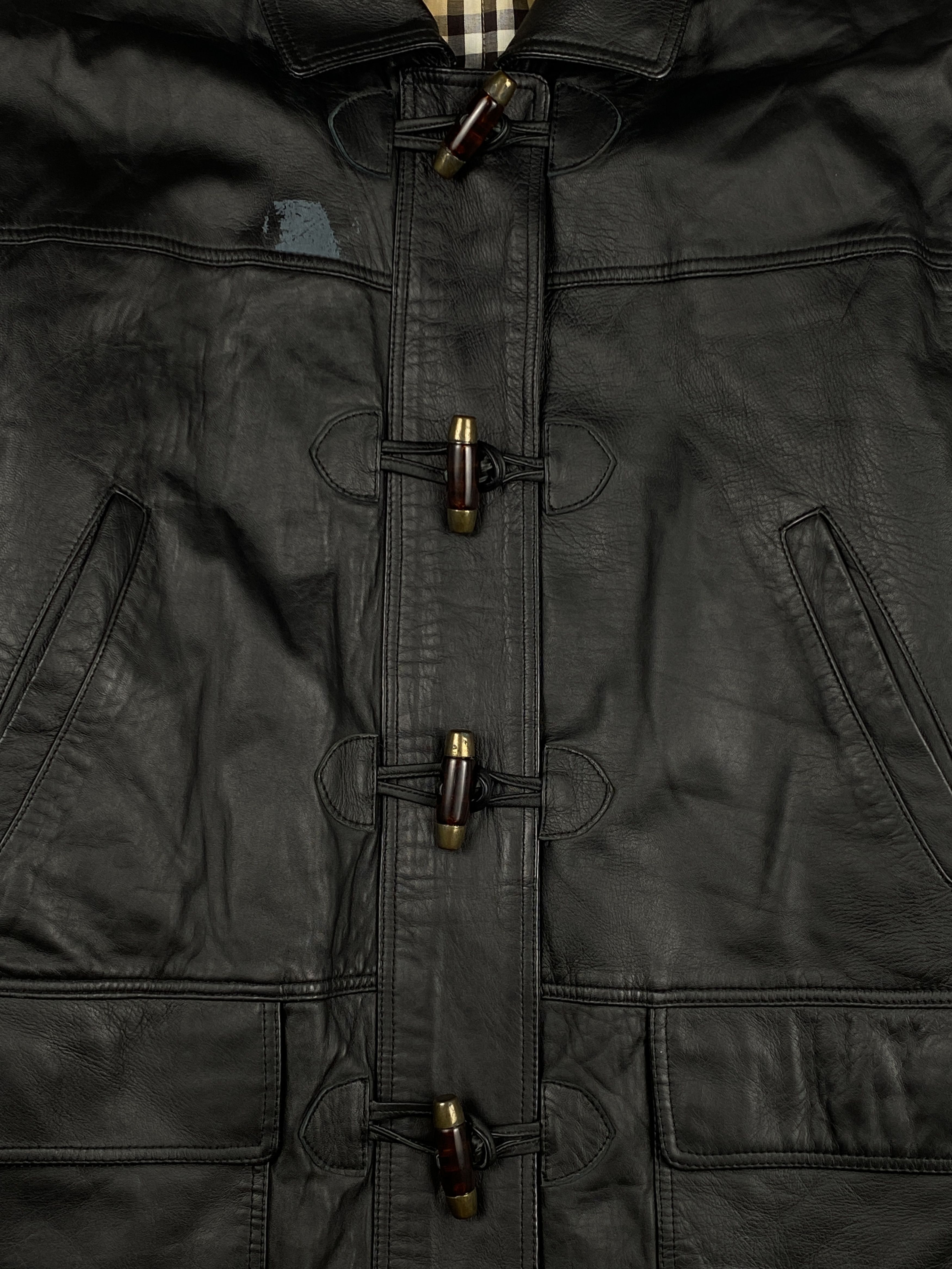 Burberry Vintage Duffle Coat Nova Check Leather Jacket Size M / US 6-8 / IT 42-44 - 9 Thumbnail