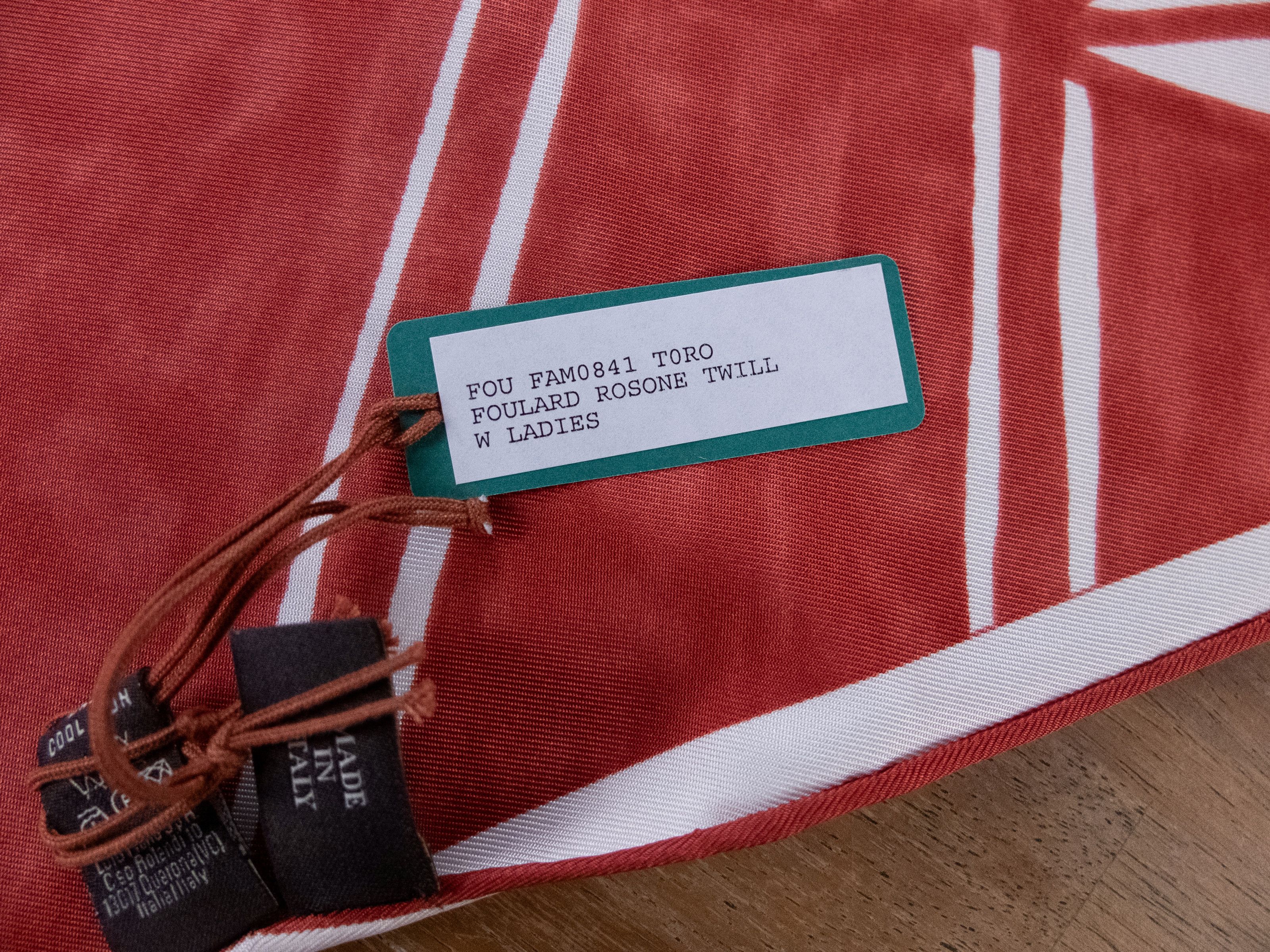 Loro Piana LORO PIANA Rosone red white floral silk square foulard scarf Size ONE SIZE - 4 Thumbnail