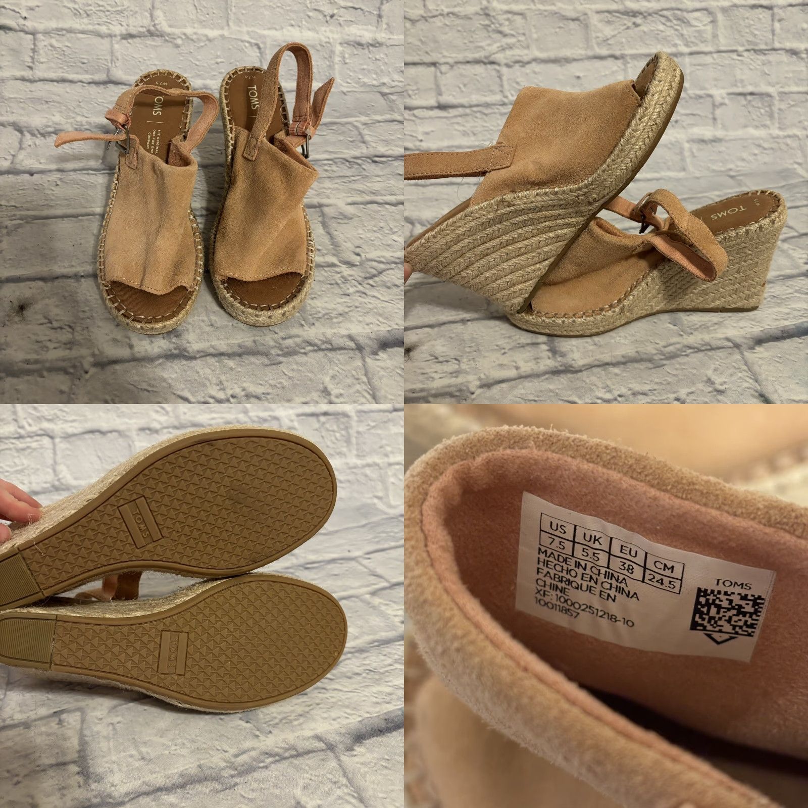 Toms TOMS Monica Wedge Espadrille Open Toe Sandals Bloom Suede Women's Size 7.5 Size US 8 / IT 38 - 8 Thumbnail