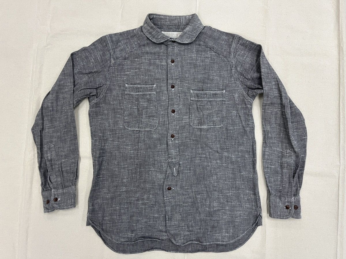 Haversack HAVERSACK Japan Round Collar Textured Cotton Shirt Gray L Size US L / EU 52-54 / 3 - 3 Thumbnail