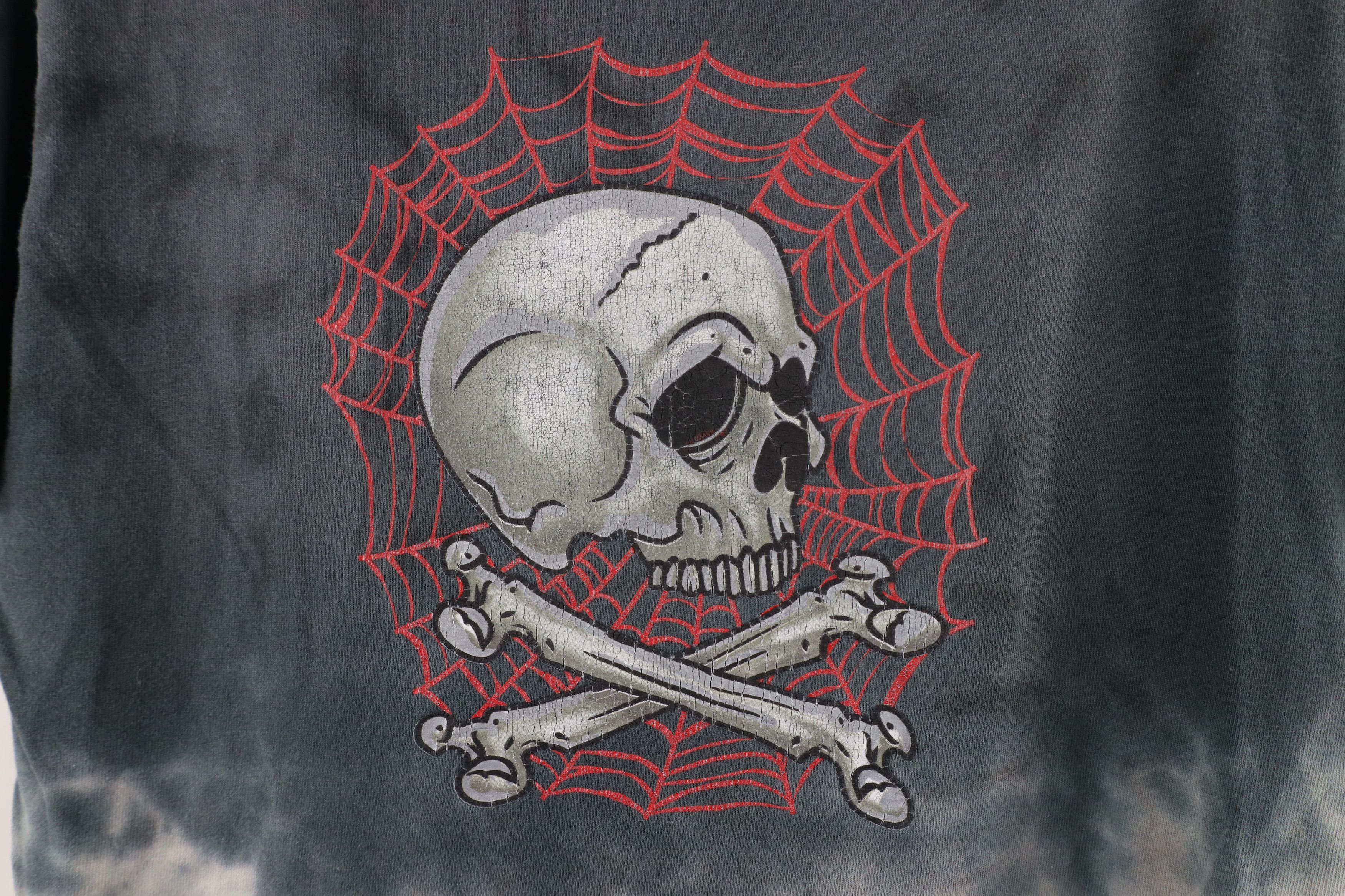 Vintage Vintage 90s Streetwear Bones Spider Web Acid Wash T-Shirt Size US S / EU 44-46 / 1 - 4 Thumbnail