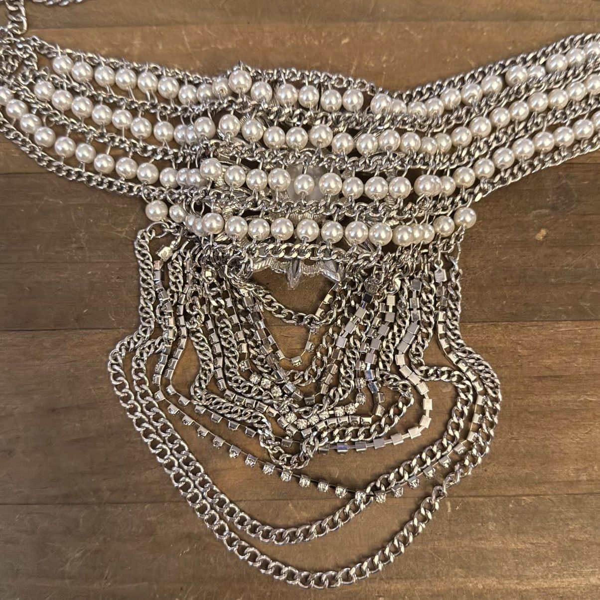 Other RSVP silver tone pearls and rhinestones statement necklace Size ONE SIZE - 6 Thumbnail