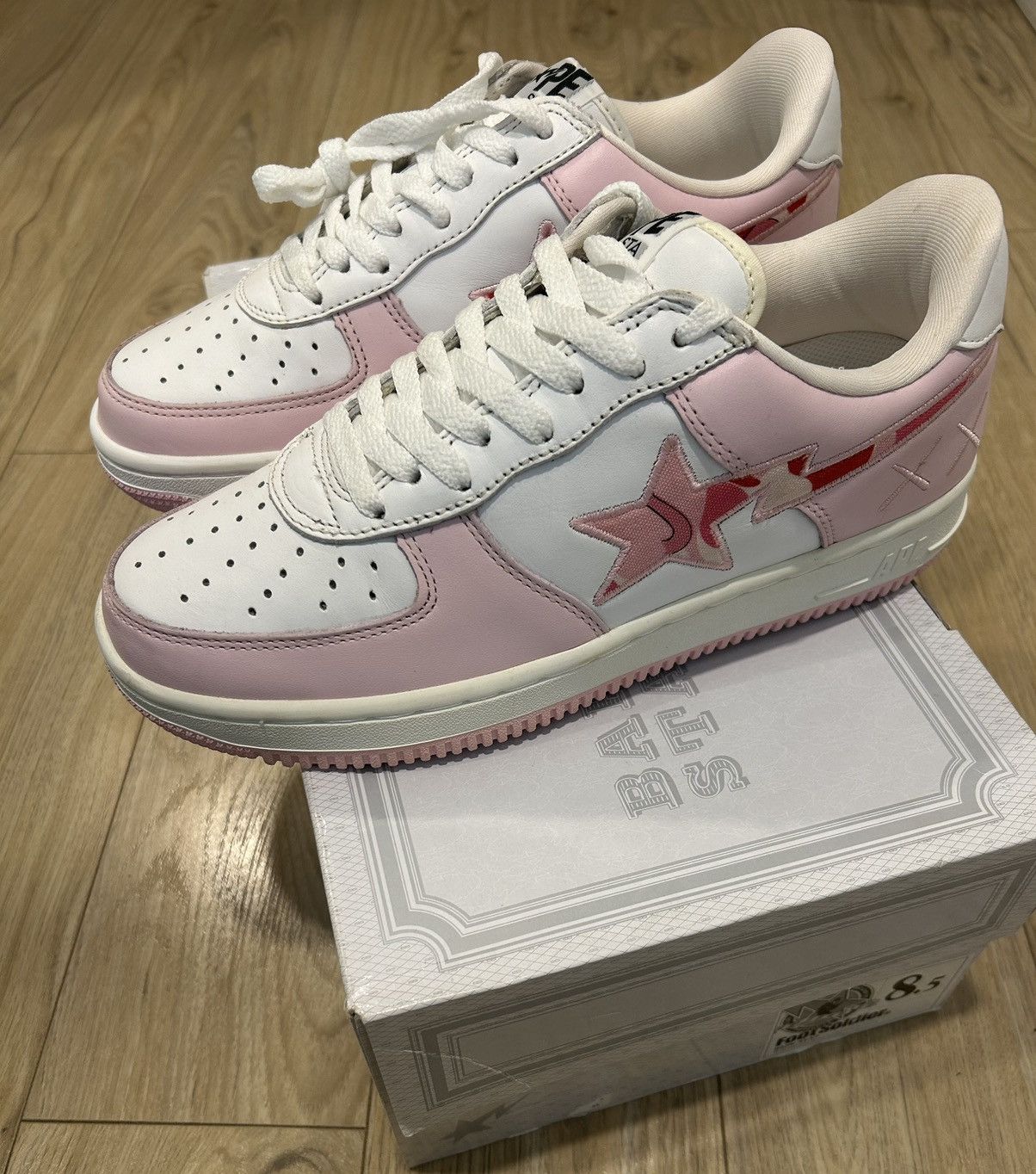 image of Bape x Kaws Bapesta (2005) Shoes in Pink, Men's (Size 8.5)
