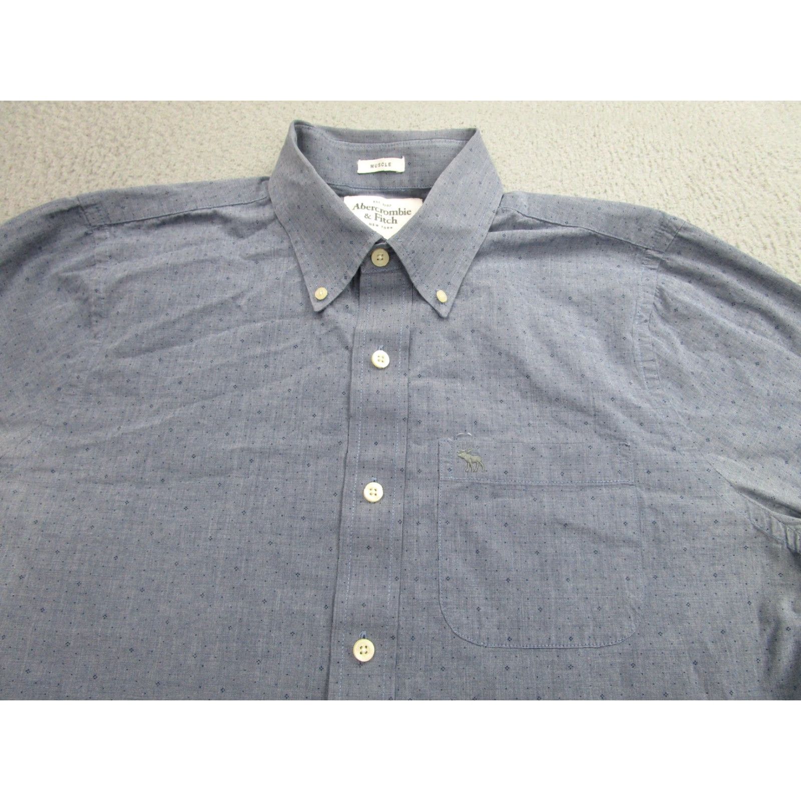 Abercrombie & Fitch VINTAGE Abercrombie & Fitch Shirt Mens Large Blue Long Sleeve Button Down Muscle Fit Size US L / EU 52-54 / 3 - 2 Thumbnail