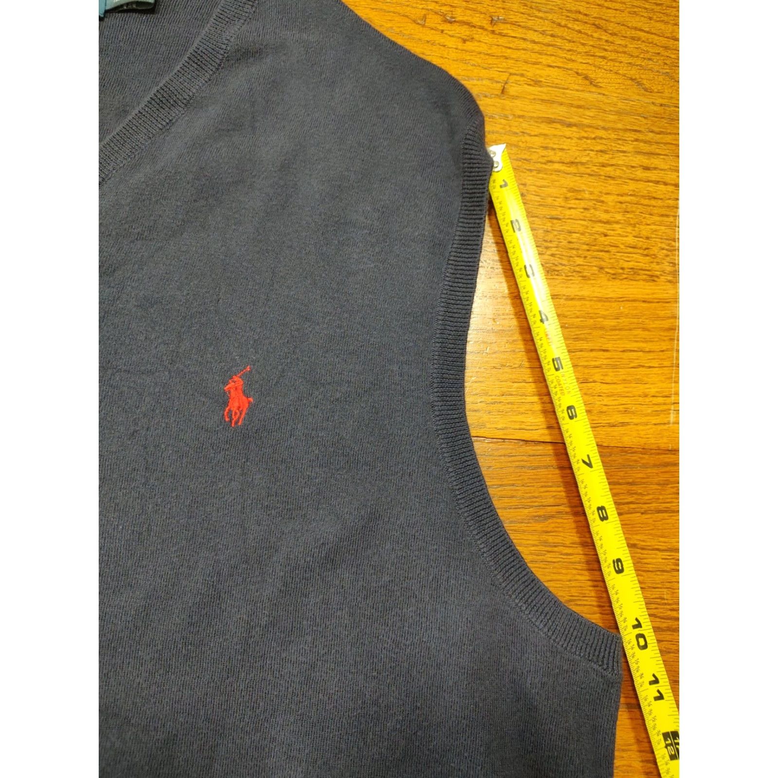 Polo Ralph Lauren VINTAGE Polo Ralph Lauren Knit Sweater Vest Men 2XLT Navy Blue Cable-Knit Cotton Solid V-Neck Big & Tall 90s Mens Size US XXL / EU 58 / 5 - 6 Thumbnail