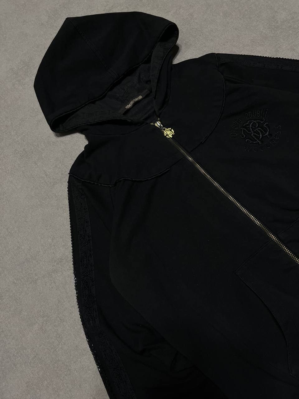 Roberto Cavalli Vintage Roberto Cavalli Women`s Black Logo Zip Hoodie Size M / US 6-8 / IT 42-44 - 3 Thumbnail