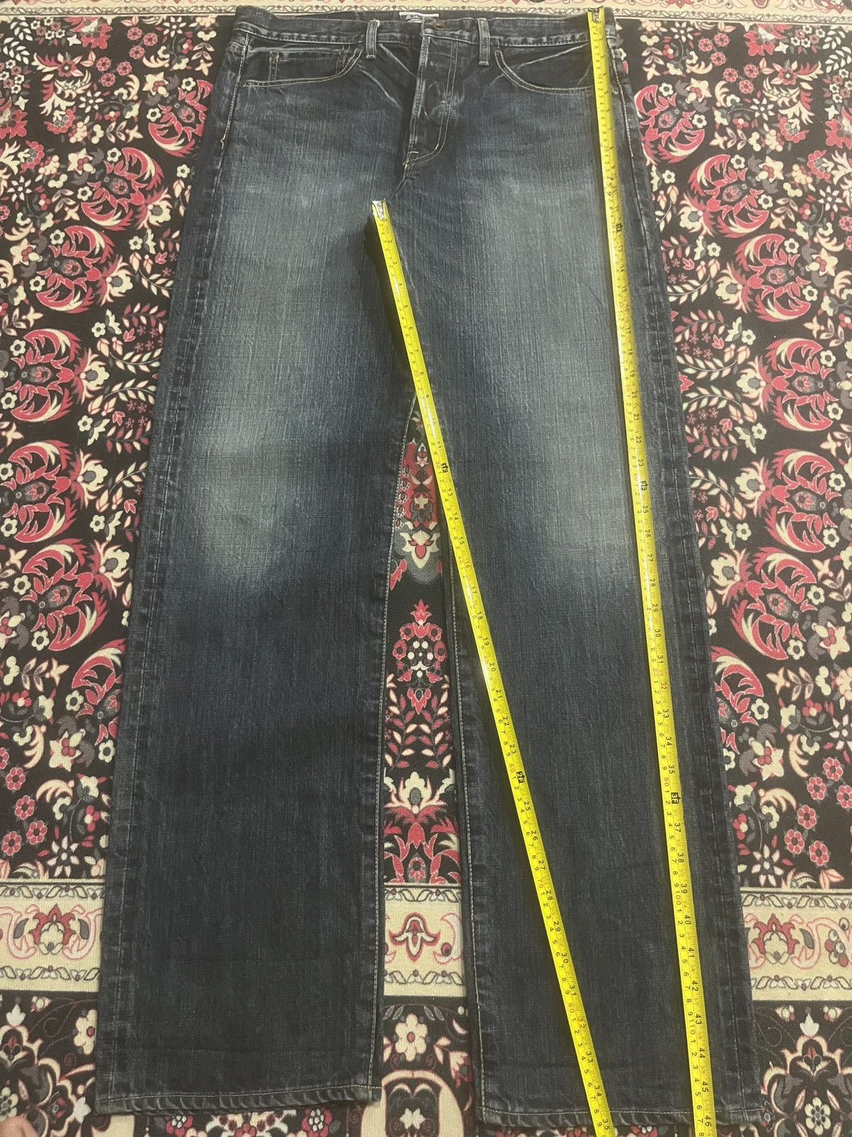 Vintage Japanese Golden Voice Buckle Back Dark Blue Selvedge Jeans Size US 37 - 14 Thumbnail