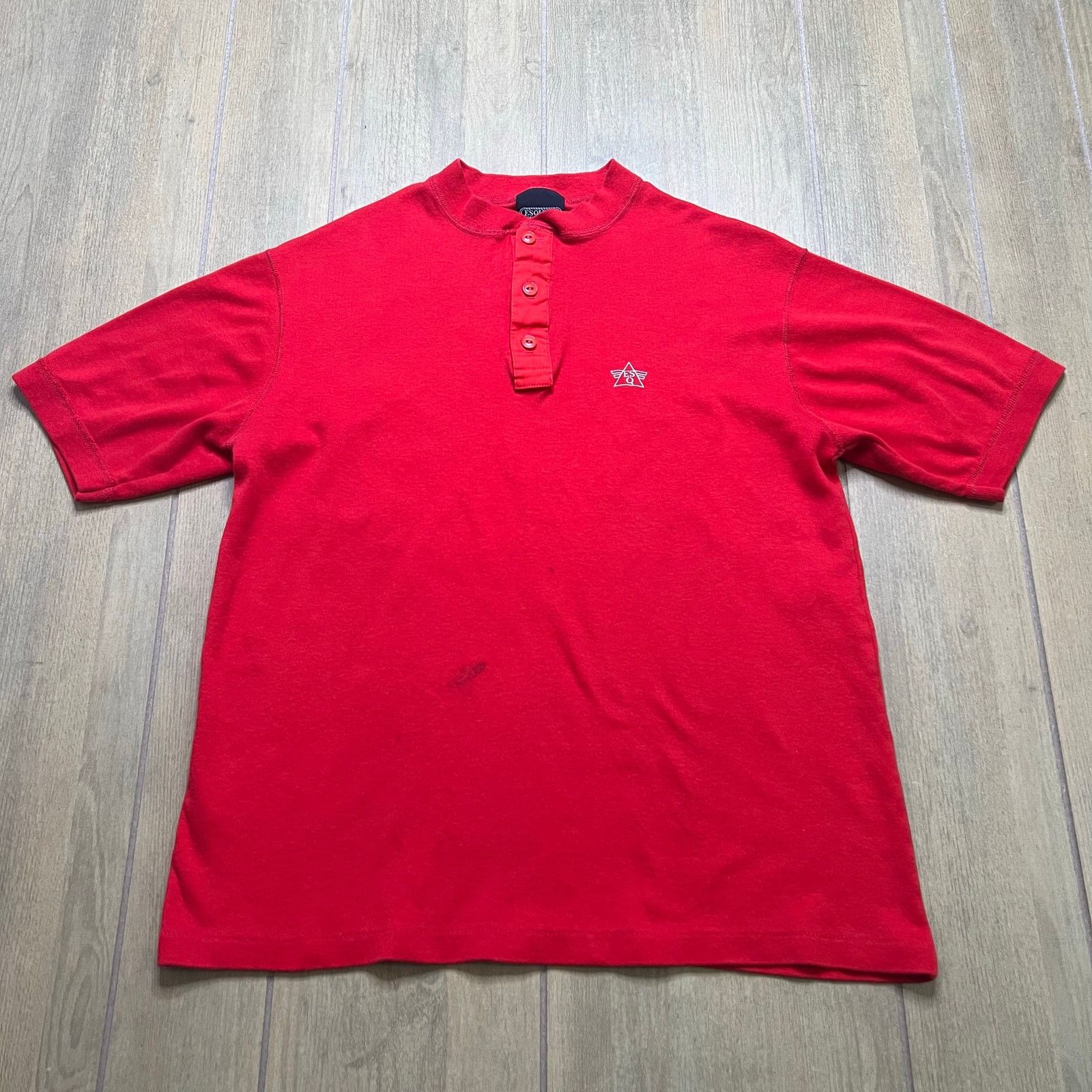Vintage Vintage Esquire Henley Shirt Mens Large Red distress 90s Size US L / EU 52-54 / 3 - 3 Thumbnail