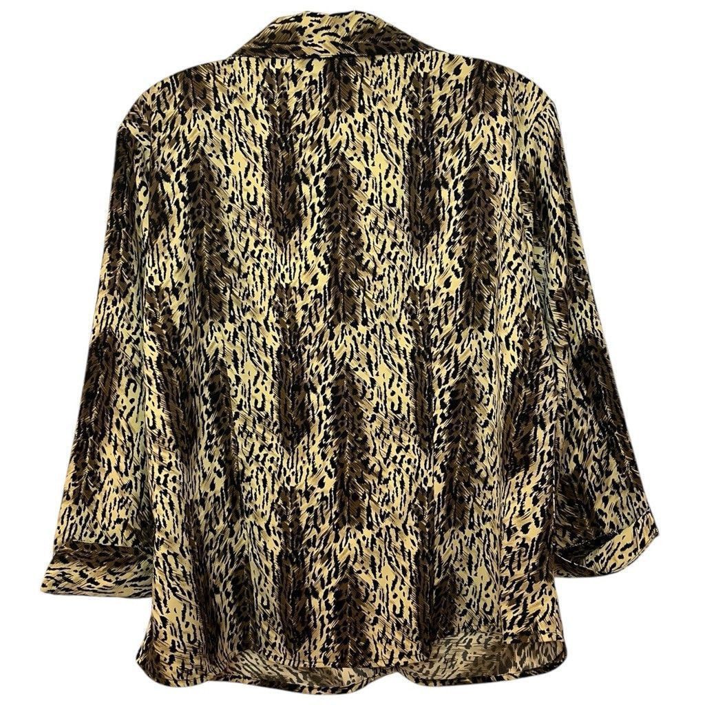 Vintage 90s/Y2K Giorgio Fiorlini Leopard Button Down Shirt Top L Size L / US 10 / IT 46 - 4 Thumbnail