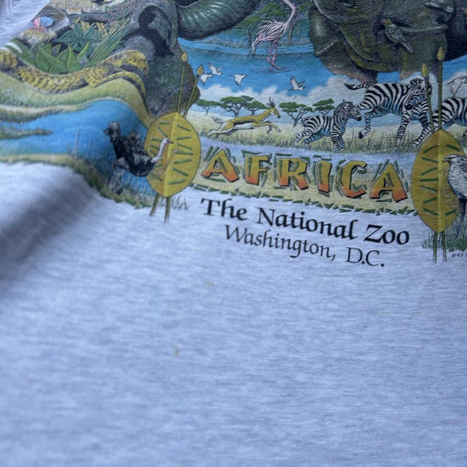 Hanes Vintage 90s Wildlife Africa Animal Art T Shirt XXL USA Made Size US XXL / EU 58 / 5 - 7 Thumbnail