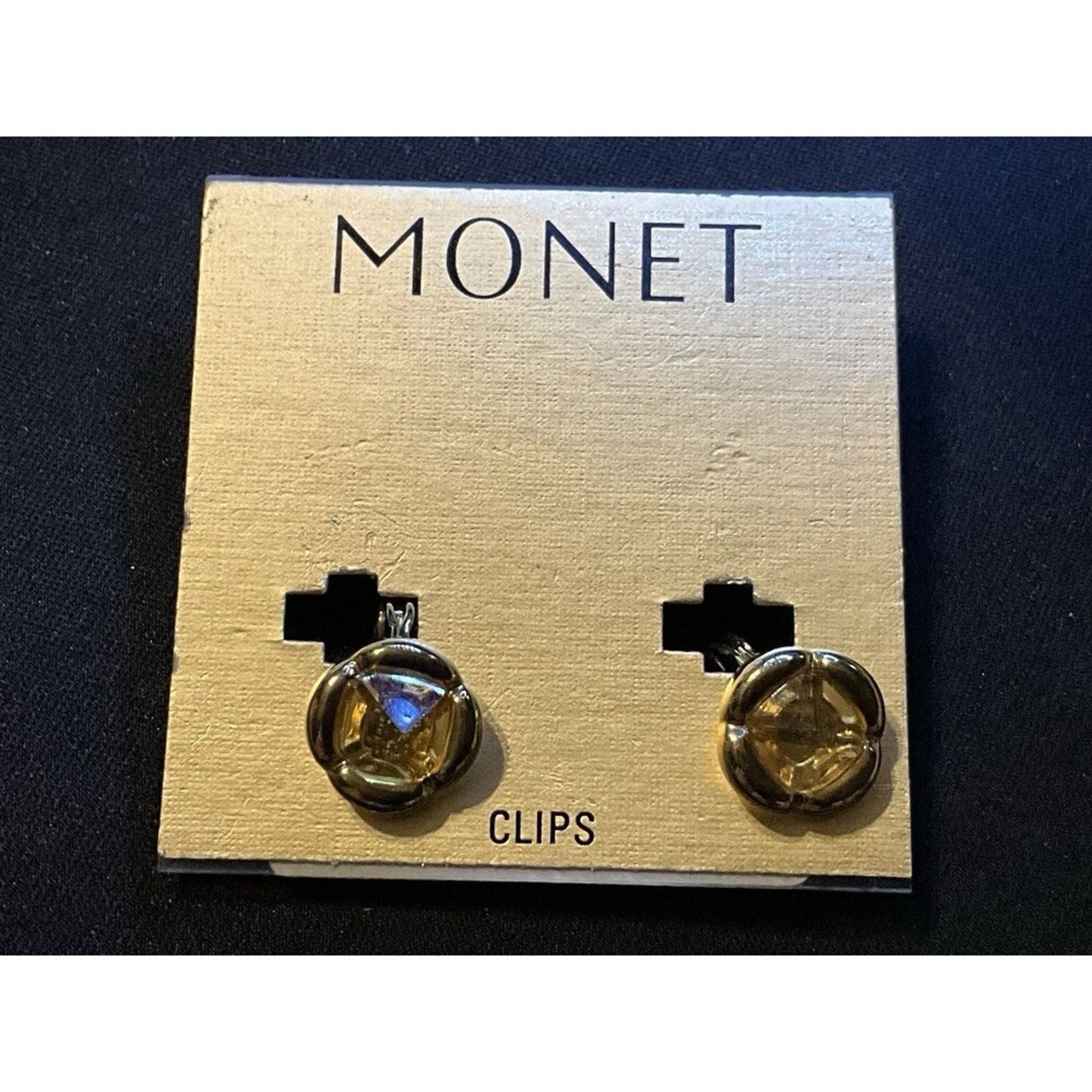 Monet Monet Yellow Faceted Floral Stone Clip On Earrings Size ONE SIZE - 1 Thumbnail