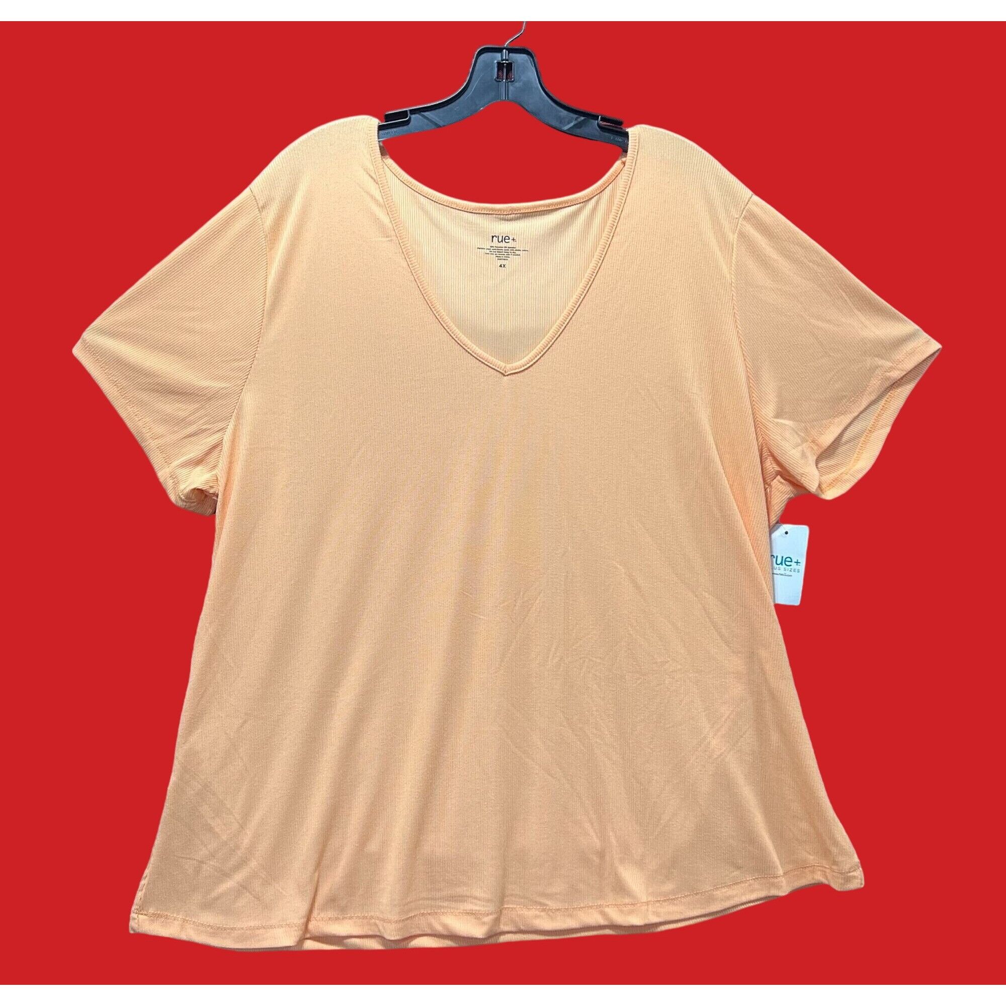Other Rue + - Women's Short Sleeve T-Shirt - Orange - 4X Size 4XL / US 24-26 - 1 Thumbnail
