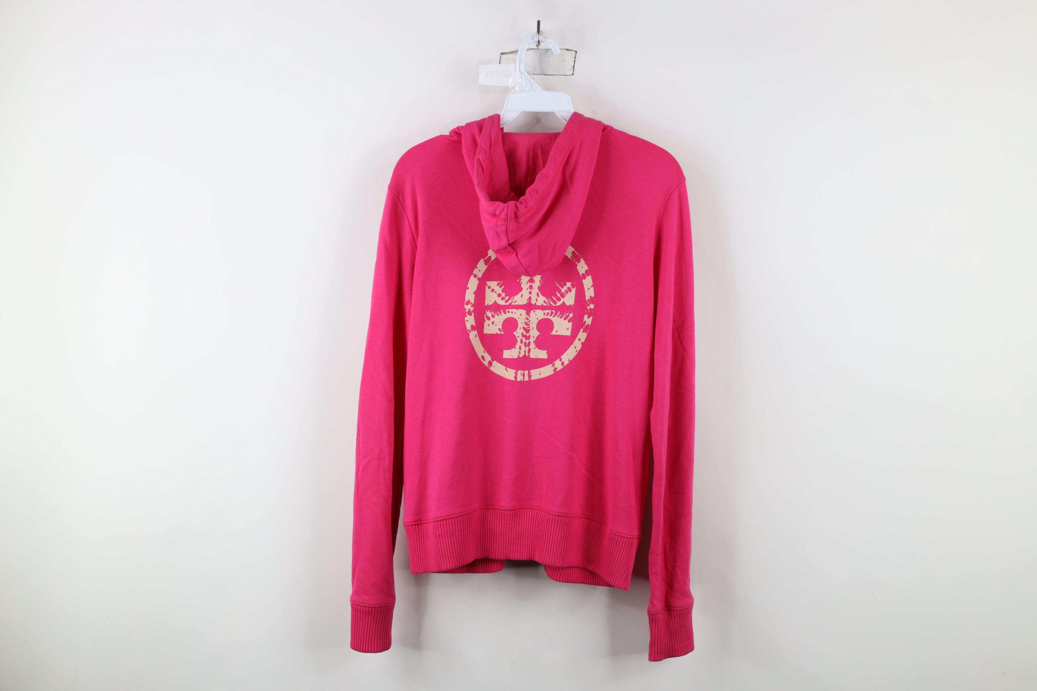 Tory Burch × Vintage Tory Burch Big Logo French Terry Full Zip Hoodie Pink Size M / US 6-8 / IT 42-44 - 16 Thumbnail
