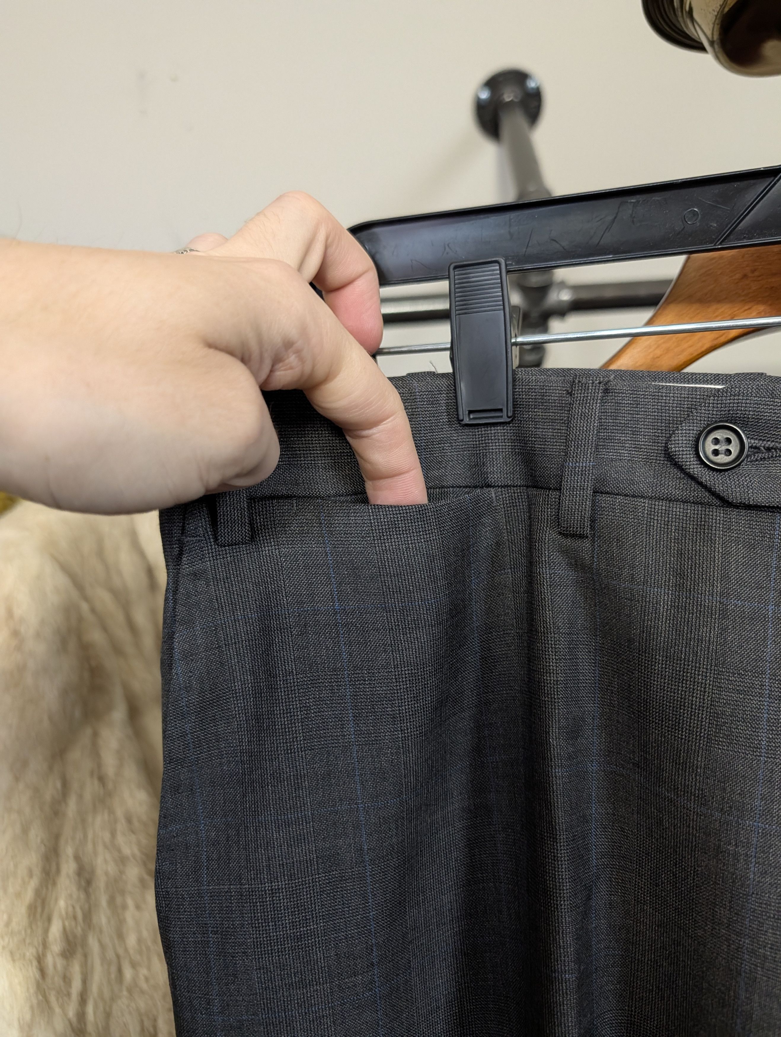 Canali Gray plaid cuffed Woolmark wool Italian trousers 37" Size US 37 - 5 Thumbnail