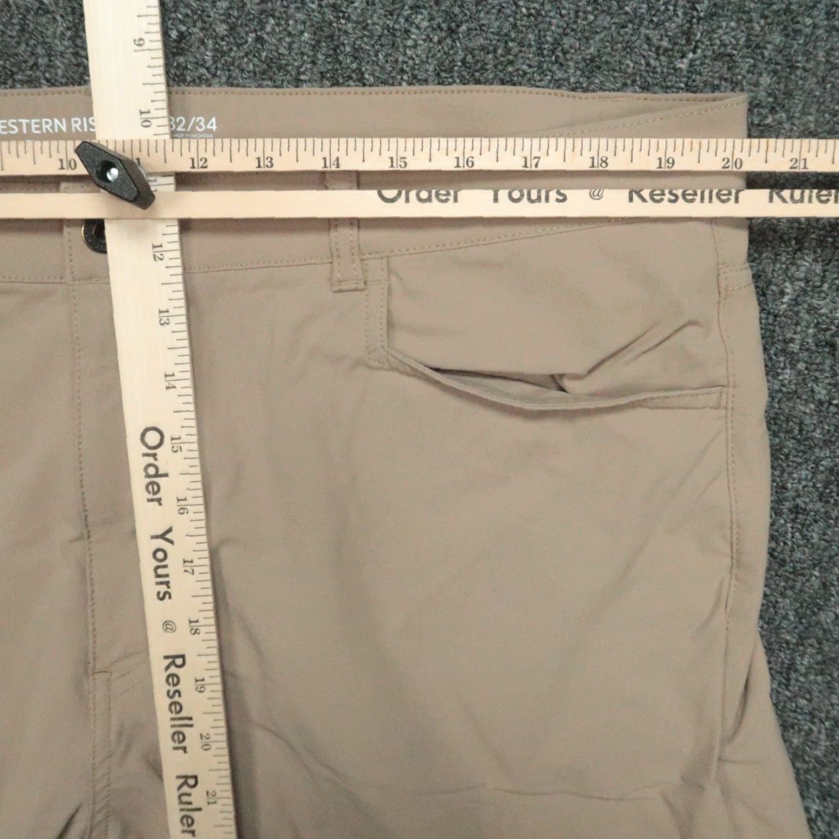 Vintage Western Rise Pants Mens 40x33 Khaki Tan Evolution Chino 5 Pocket Stretch Regular Inseam 33 Button Zip Belt Loops 5-Pocket Design Nylon Spandex Beige Size US 40 / EU 56 - 7 Thumbnail