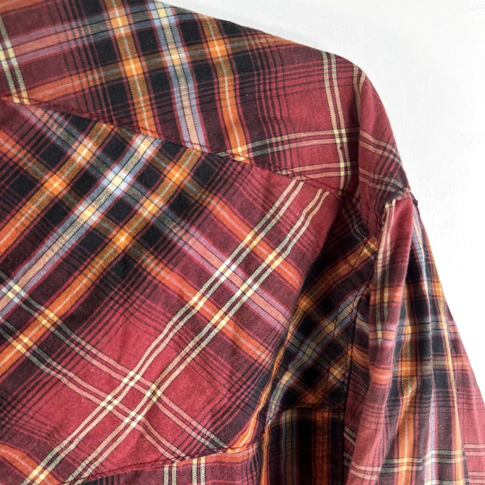 Wrangler VINTAGE Wrangler Wrancher Plaid Pearl Snap-Button Shirt Mens 2XL Red Long Sleeve Size US XXL / EU 58 / 5 - 2 Thumbnail