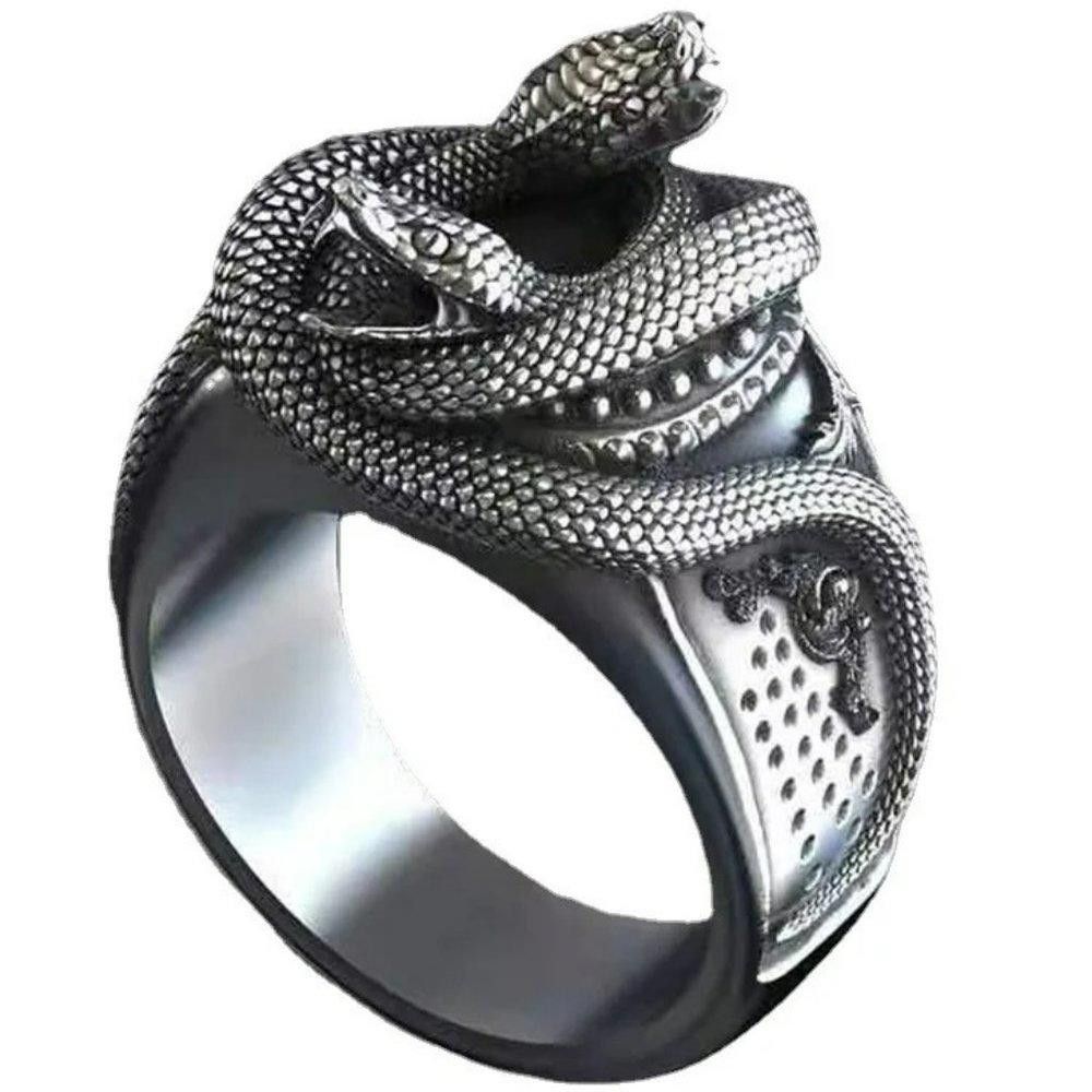 Designer Men's Domineering Snake Head Silver Gothic Ring - Size 10 Size ONE SIZE - 4 Thumbnail