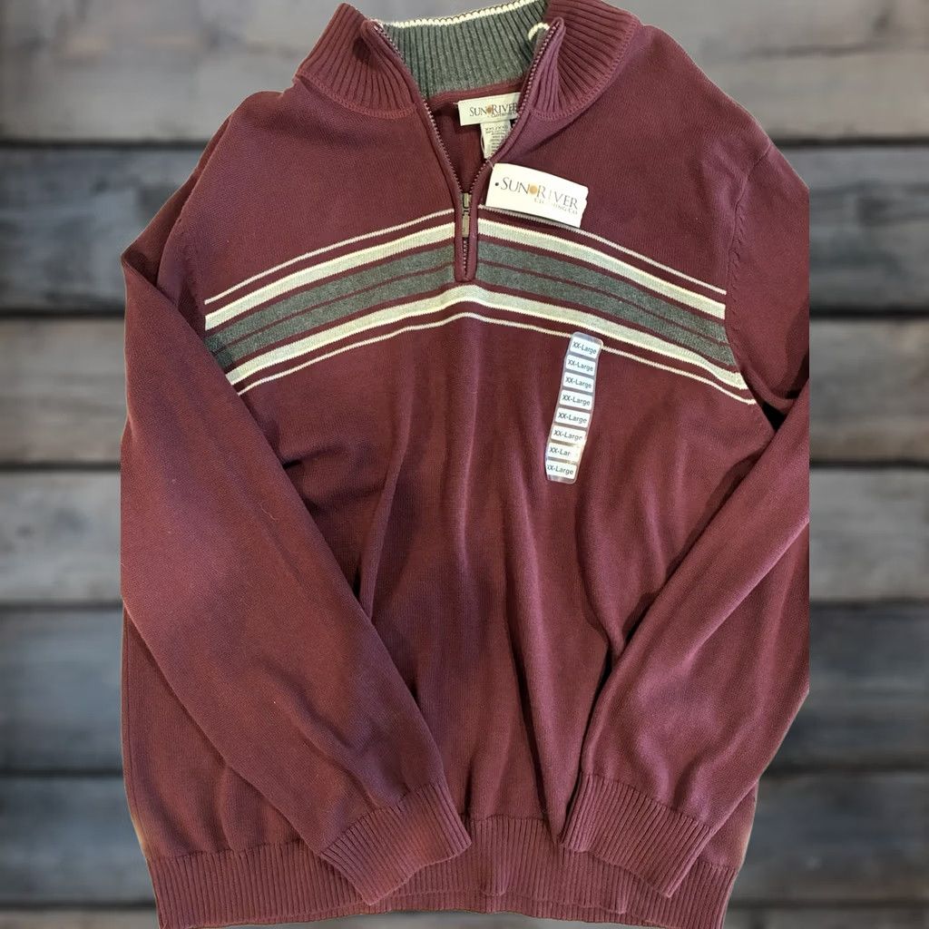 Vintage Sun River 100% Cotton Pullover XXL Quarter Zip Sweater Red Mens 2XL Kangaroo? Size US XXL / EU 58 / 5 - 1 Thumbnail
