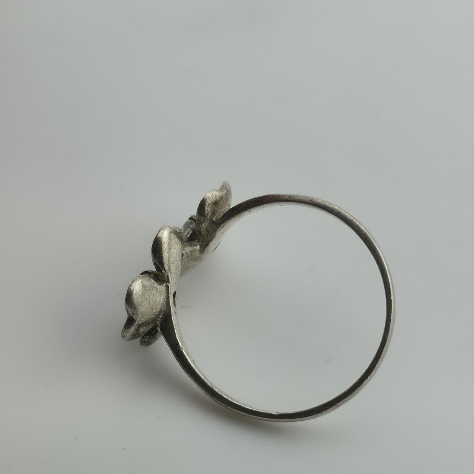 Other Sterling Silver Flower Ring Clear Stone Double Blossom 5.5 Size ONE SIZE - 5 Thumbnail