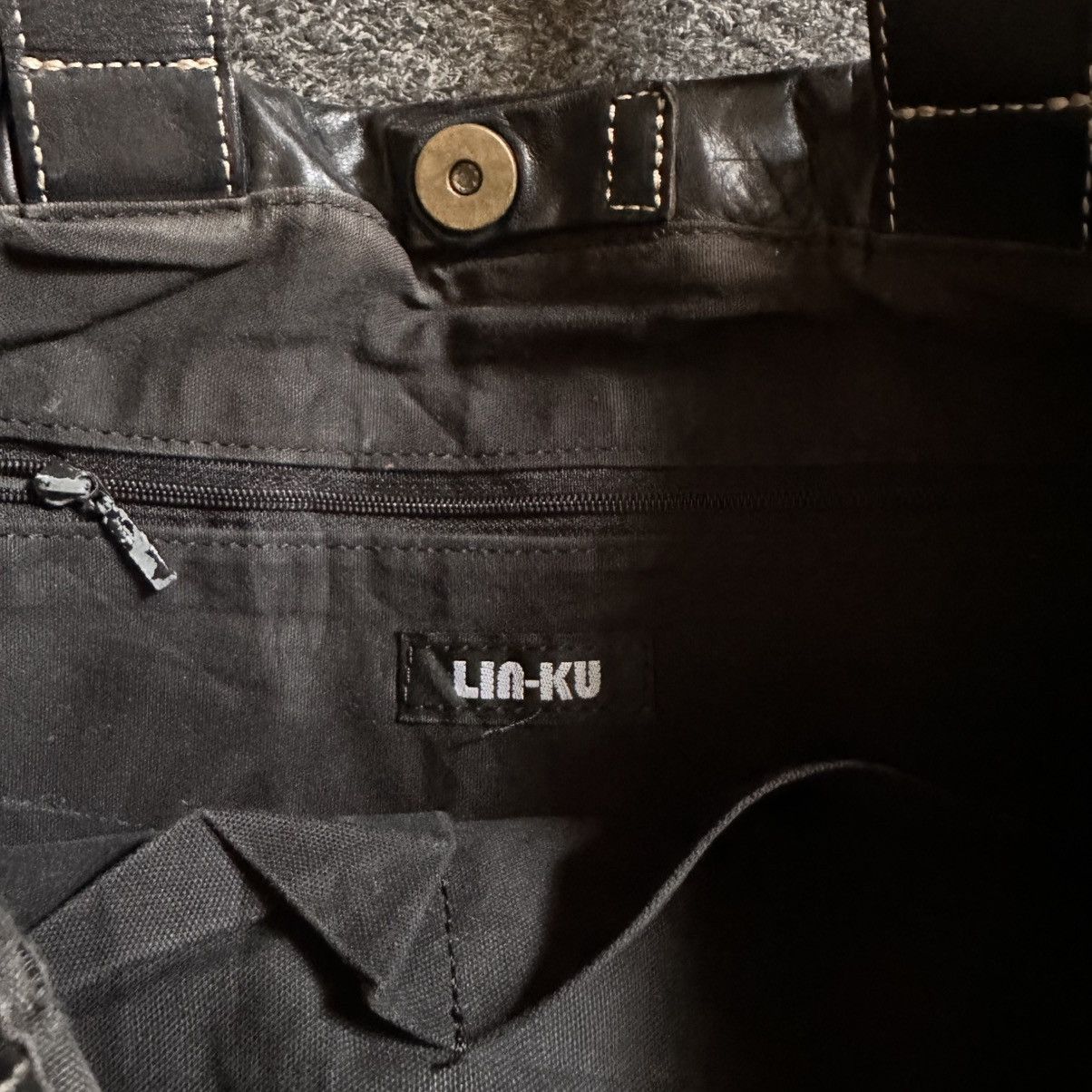 Japanese Brand LIN KU JAPAN GENUINE LEATHER TOTE BAG Size ONE SIZE - 10 Thumbnail