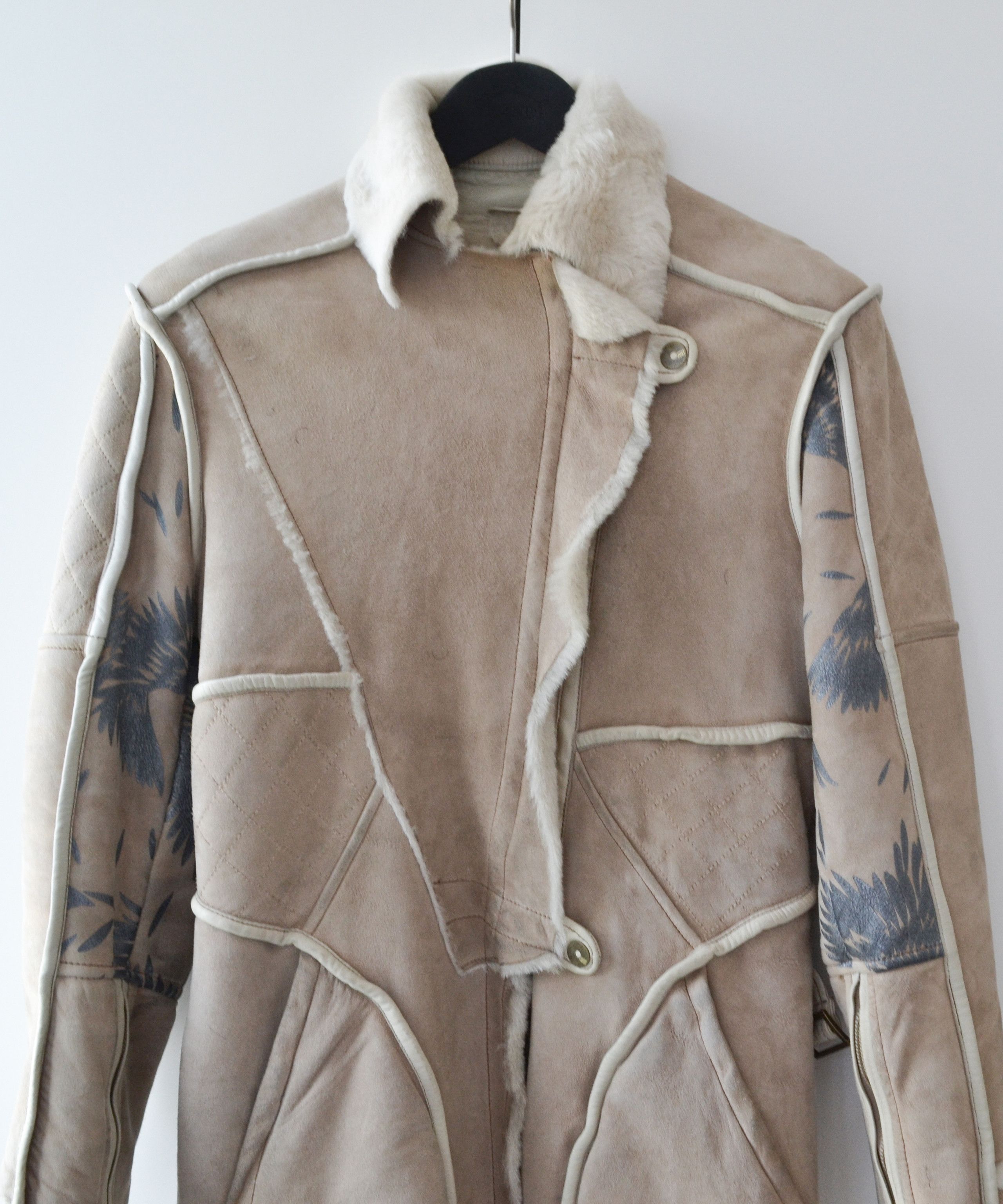 Roberto Cavalli ROBERTO CAVALLI Shearling Jacket Leather Fur Beige Size M / US 6-8 / IT 42-44 - 2 Thumbnail