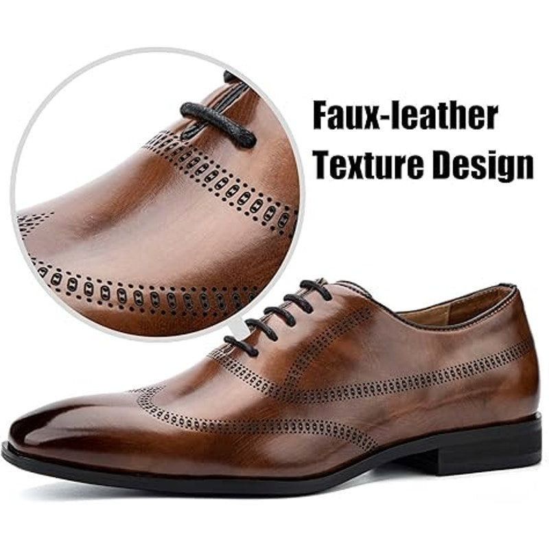 Other Jitai Men's 11 Brown Faux Leather Lace-Up Oxford Loafers Size US 11 / EU 44 - 2 Thumbnail