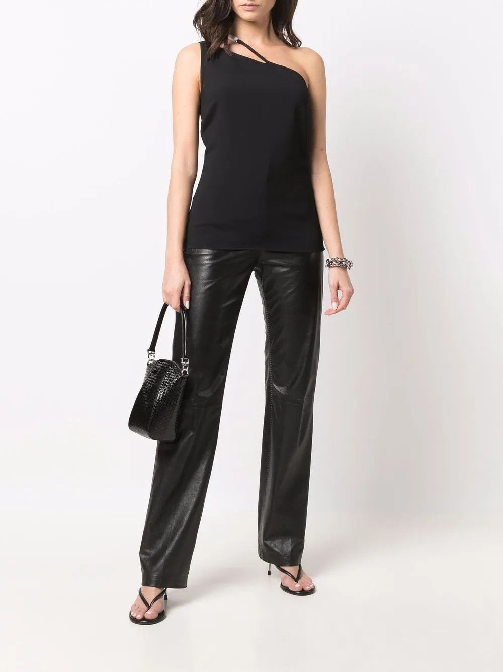 o1y0925 One-Shoulder Top in Black