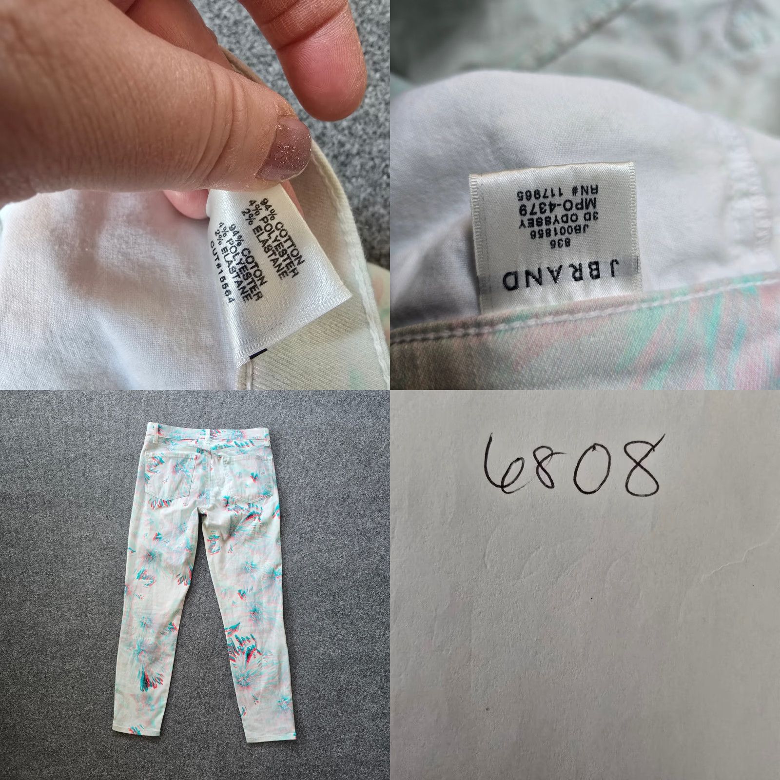 J Brand J Brand Pants Womens 29 White Floral Art To Wear Stretch Skinny Casual Green Twill Cotton Ankle Regular Women Mens Size 29" - 8 Thumbnail