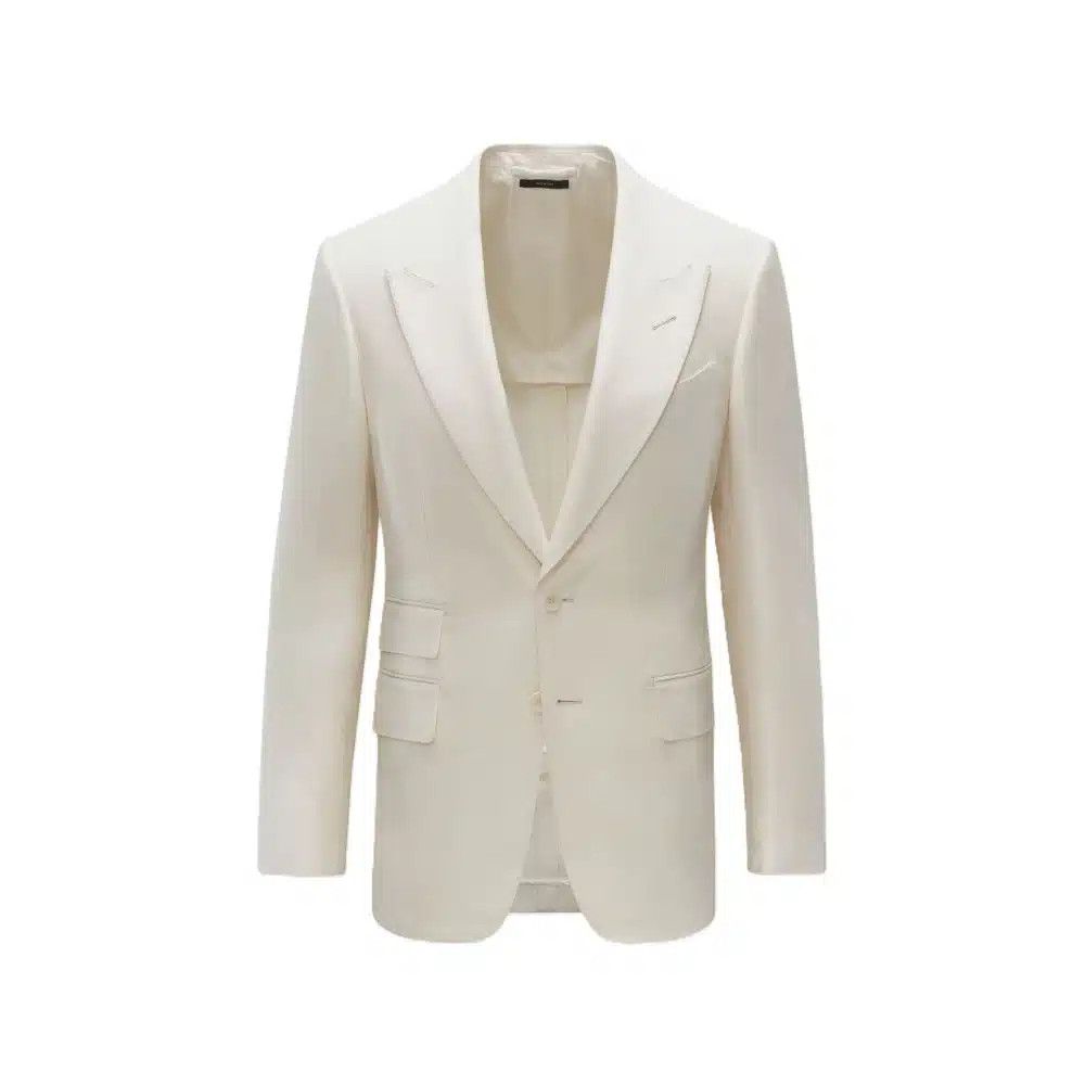 Tom Ford o1loc1c0226 JHEP01 Pure Silk Shelton Jacket in White Size US M / EU 48-50 / 2 - 1 Thumbnail